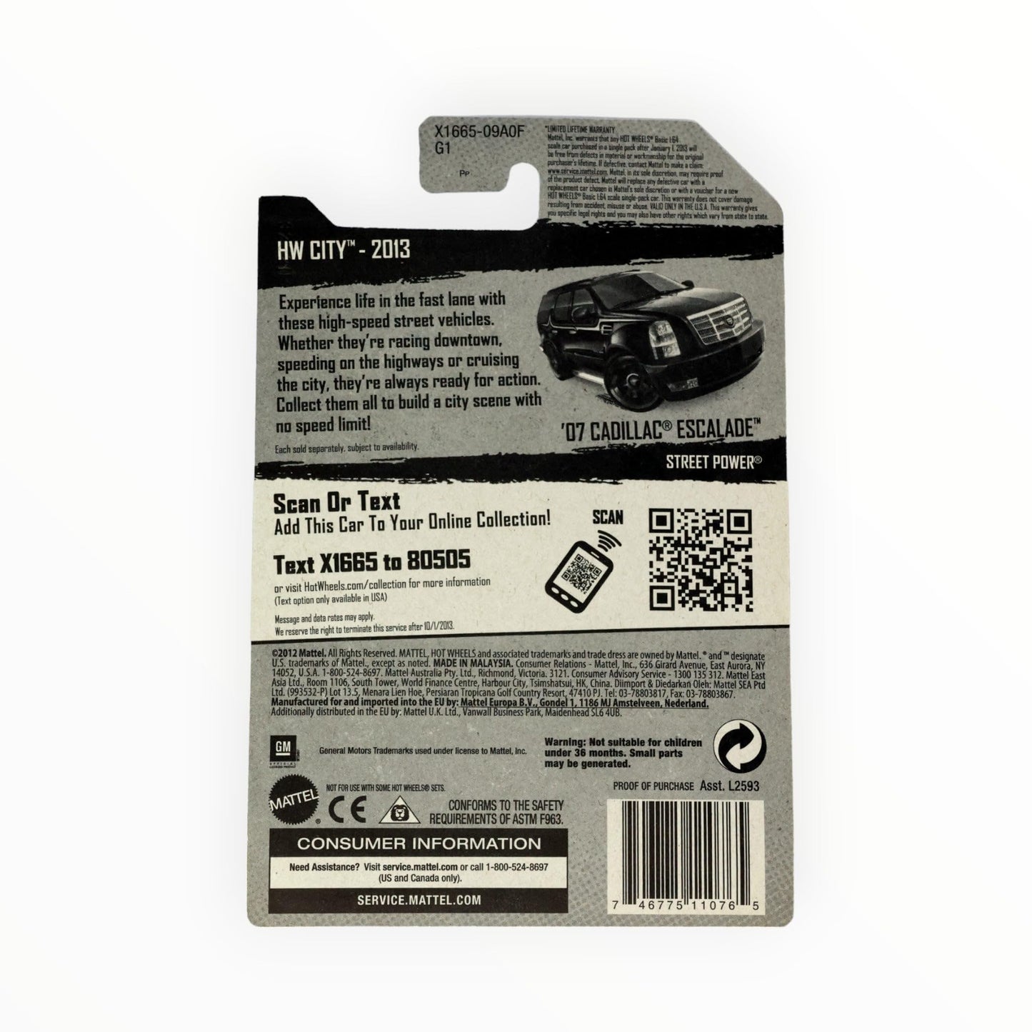 Hot Wheels Black '07 Cadillac Escalade Hot Wheels HW City Series 1:64 Scale Collectible Die Cast Metal Toy Car Model