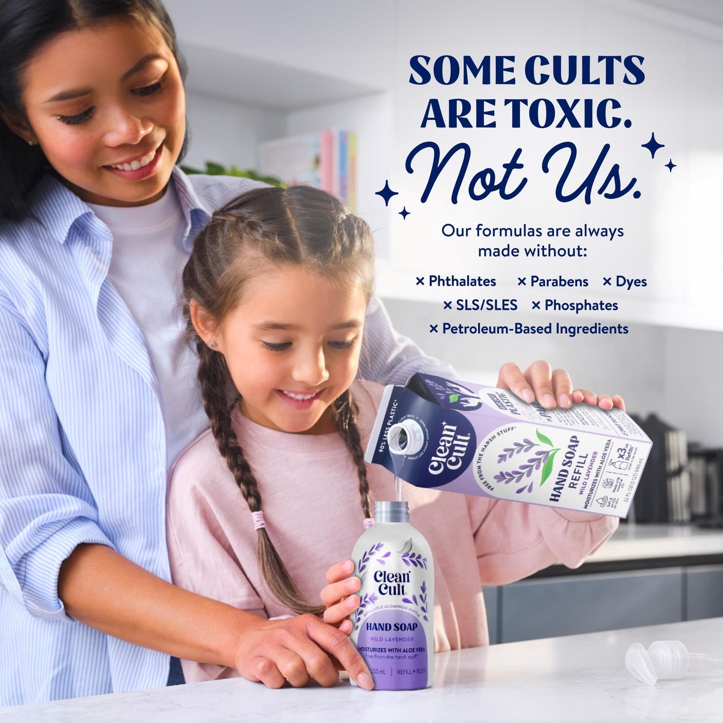 Cleancult Liquid Hand Soap Refill - Wild Lavender - Moisturizes Dry & Sensitive Skin - Made with Aloe Vera & Lavender Essential Oils - Eco Friendly Beauty & Personal Care Cleancult