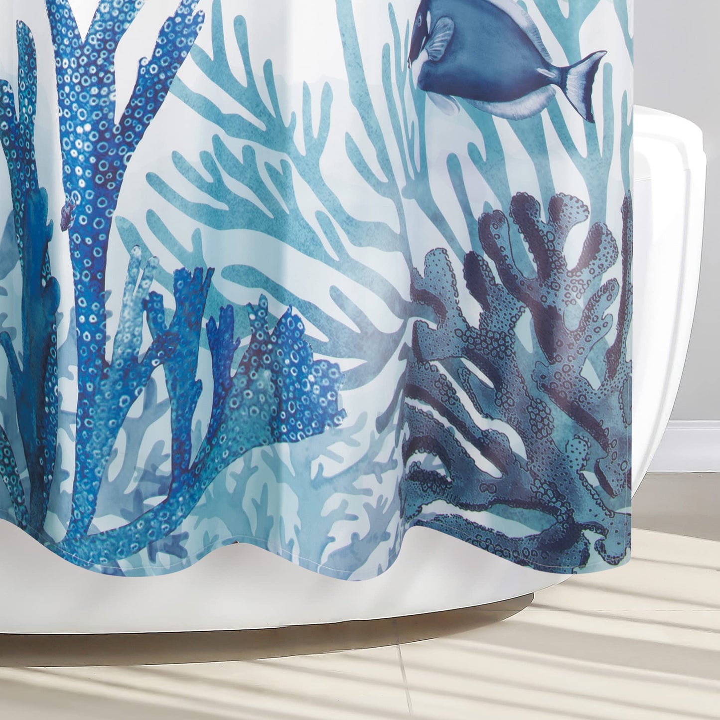 Allure Home Creation Deep Blue Sea Turtle Polyester Fabric Printed Shower Curtain 70"x72"