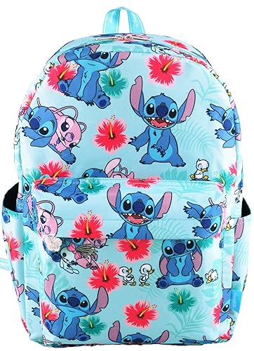 Wondapop Disney Lilo & Stitch 17 Inch Deluxe Backpack with Laptop Compartment (Aqua)