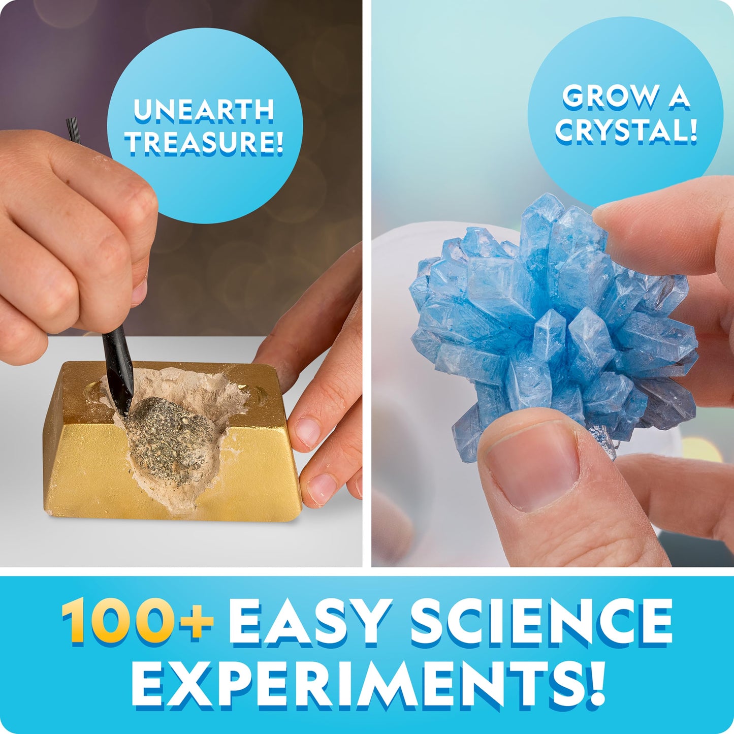 NATIONAL GEOGRAPHIC Earth Science Kit – 100+ Experiments for Kids, Crystal Growing, Volcano Kit, Rock Collection, Fun STEM Toy for Boys & Girls