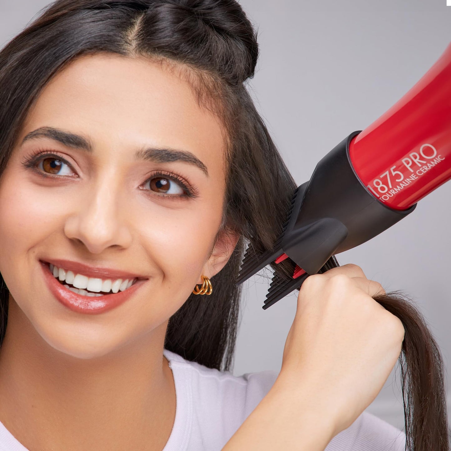 KISS 1875 Watt Pro Tourmaline Ceramic Hair Dryer, Styling Edition, 3 Heat Settings, 2 Speed Settings, Cool Shot Button, 7 Blow Dryer Accessories