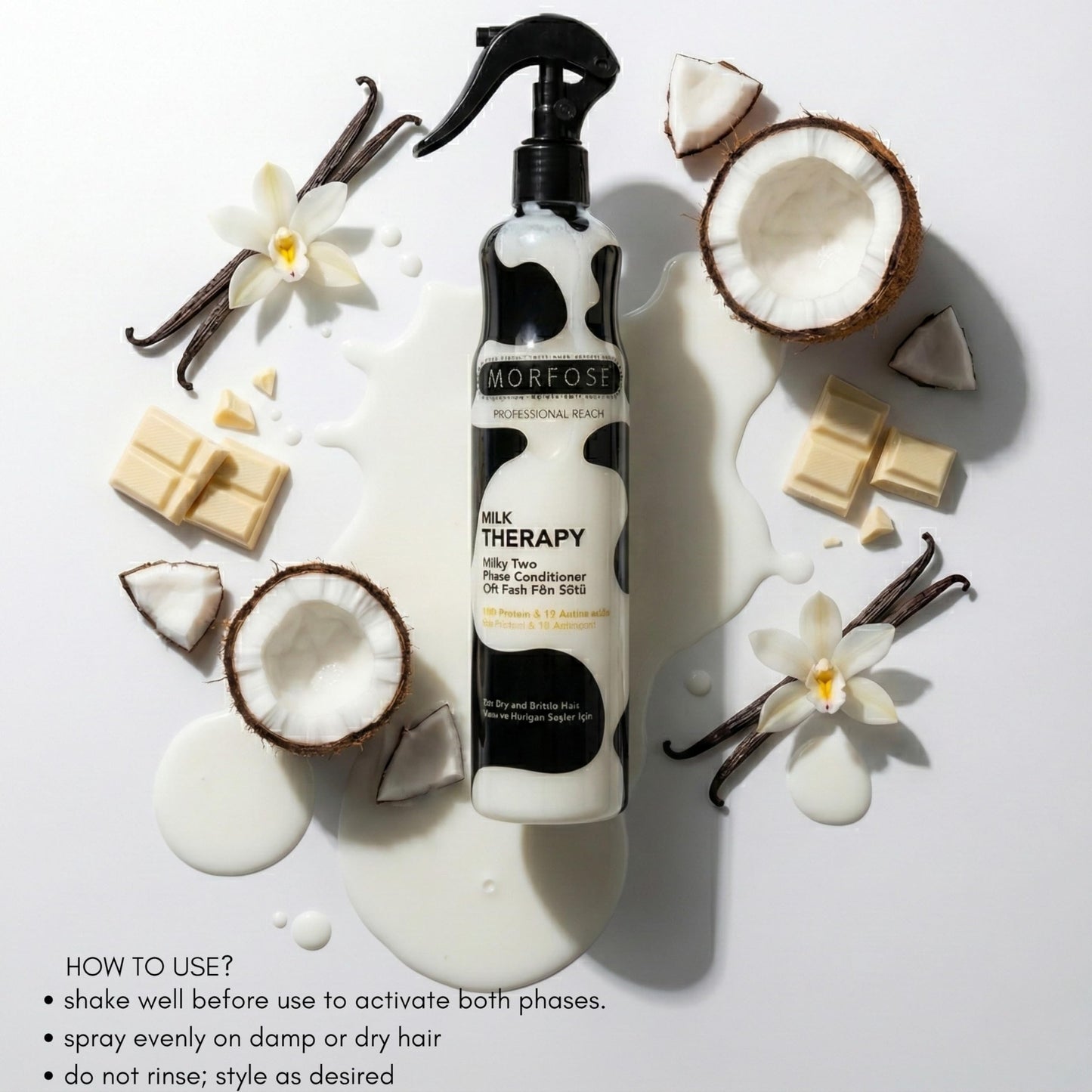 Morfose Professional Two Phase Leave-in Conditioner for Dry, Damaged, or Brittle Strands, Repairs and Protects, Damage, and Split Ends, 13.52 Fl Oz