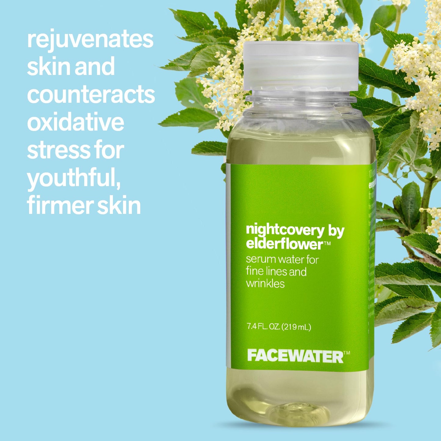 PLANT BEAUTY DISTILLERY Facewater Nightcovery by Elderflower Serum Water for Fine Lines and Wrinkles
