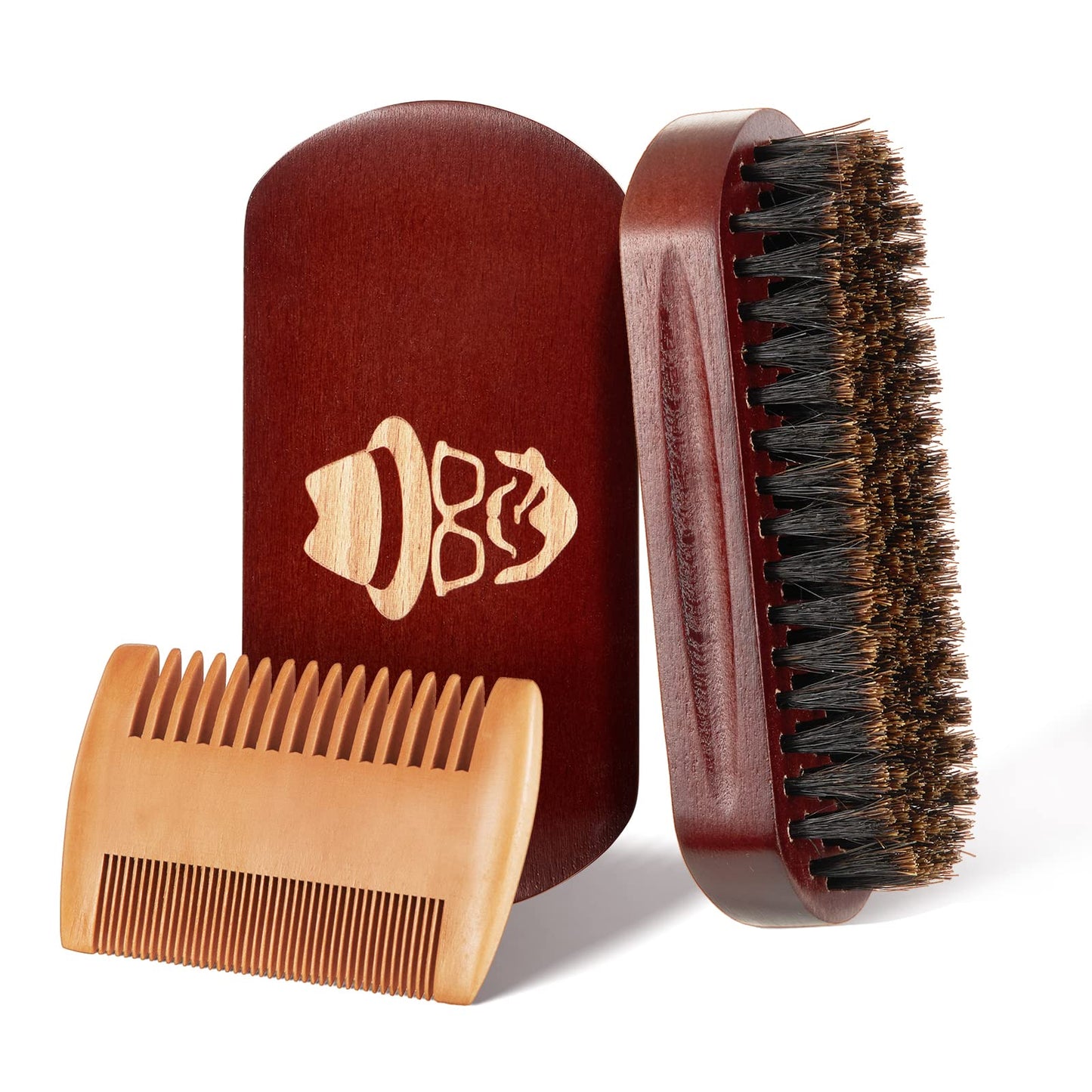 Beard Brush, 100% Boar Bristle Natural Black Walnut Wood Beard Comb Hair Mustache Shaving Brush Facial Hair Brush Beauty and Personal Care Sosoon