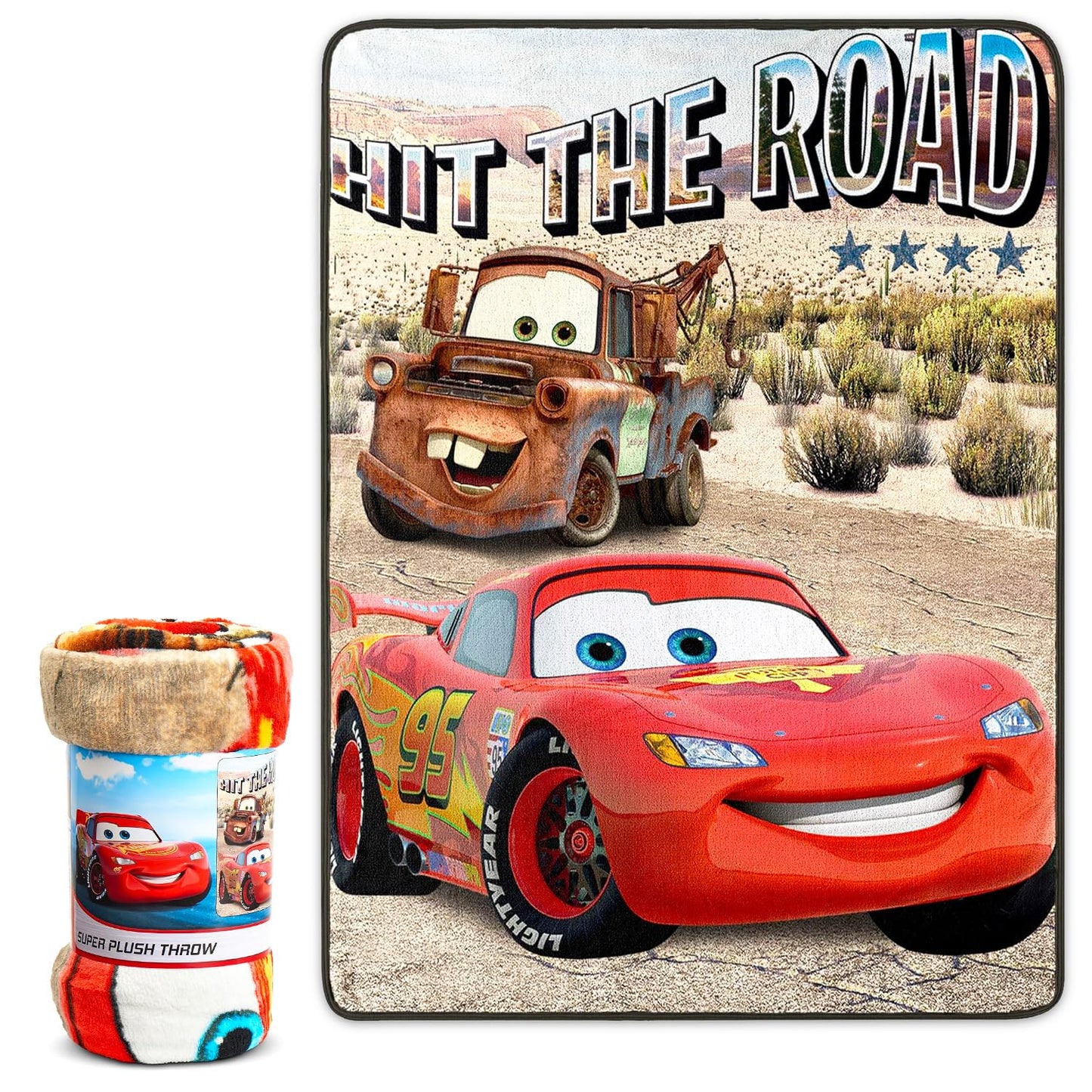 Disney Pixar Cars Blanket Set - Bundle with 45x60 Lightning McQueen Blanket, Stickers, More | Disney Bed Sheets, Cars Room Decor for Boys