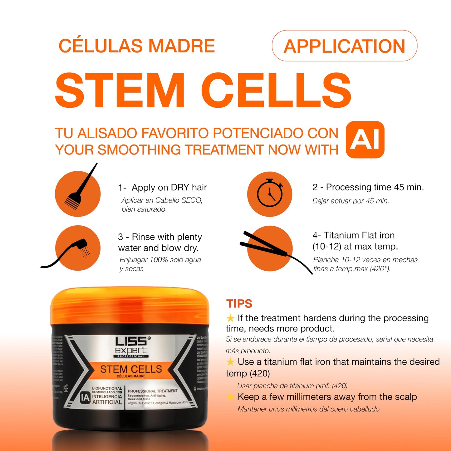 Liss Expert Profesional Stem Cells Hair Smoothing Treatment Kit with Titanium Flat Iron DEAL (500 ml Complete kit)