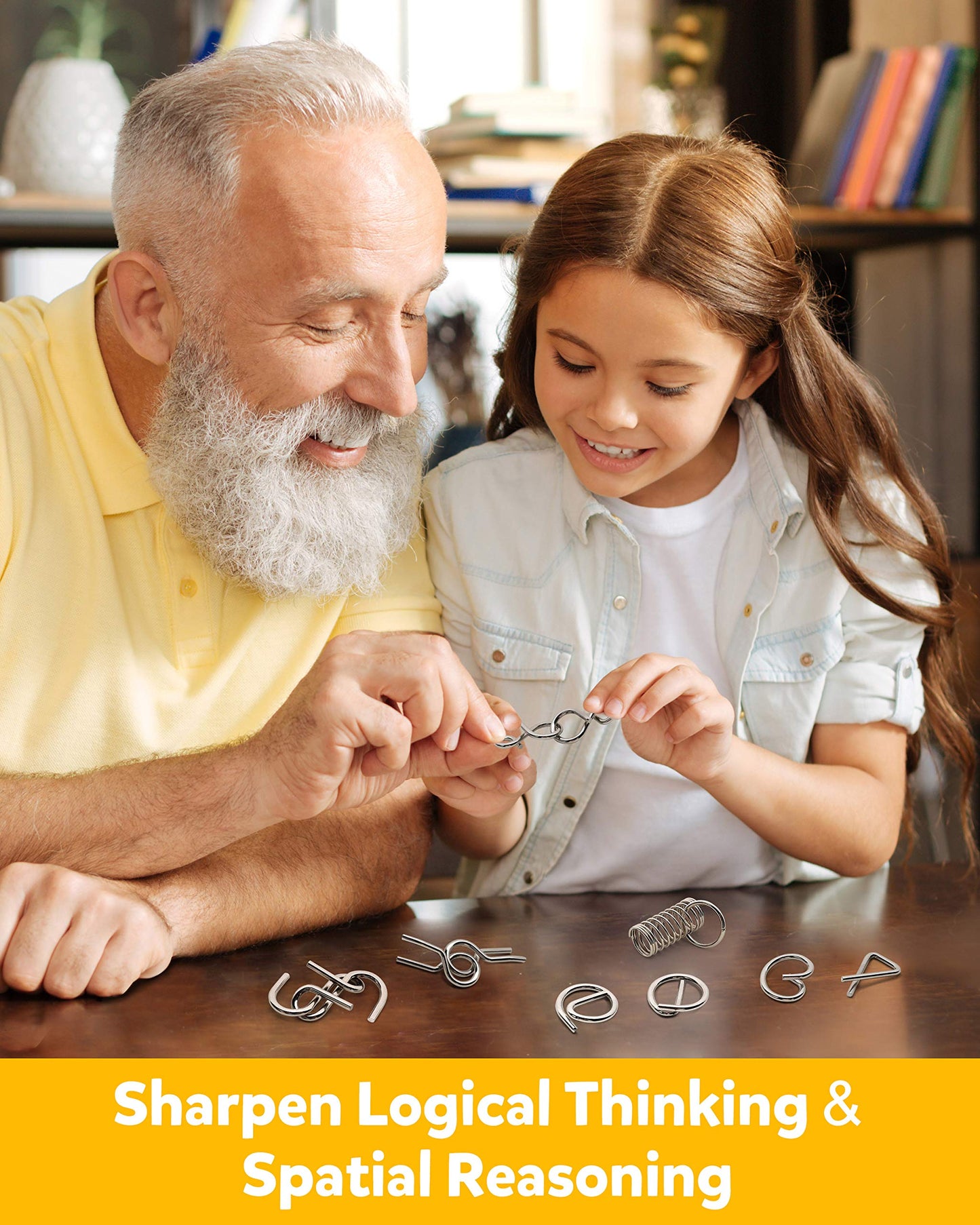 Coogam Metal Wire Puzzle Set – 16 Brain Teasers with Pouch, IQ Test Disentanglement, Interlock & Unlock Game, Magic Trick Toy for Kids & Adults