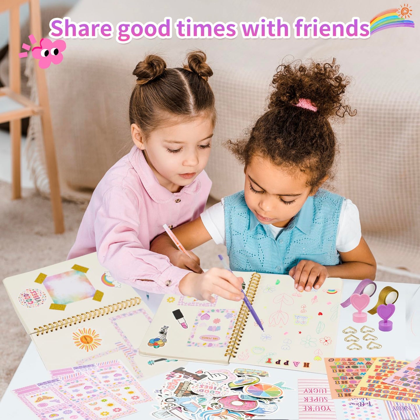 OIHEW 2PC DIY Journal Kit for Girls Ages 8–14 – Creative Diary, Scrapbook & Stationery Set, Art Crafts Gift for Birthday or Christmas