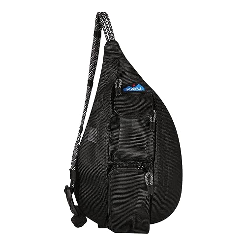 KAVU Mini Beach Rope Bag Mesh Crossbody Sling Backpack - Black