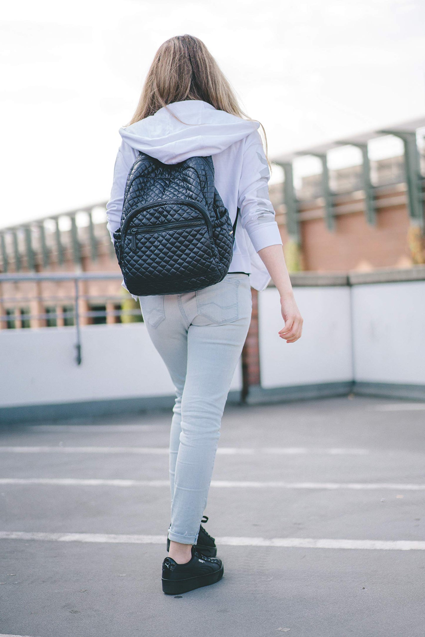 CLARANY Comfortable quilted 15 inch Laptop & Tablet Fashion Travel Tennis Racquet Backpack Water Repellent Stain Resistance