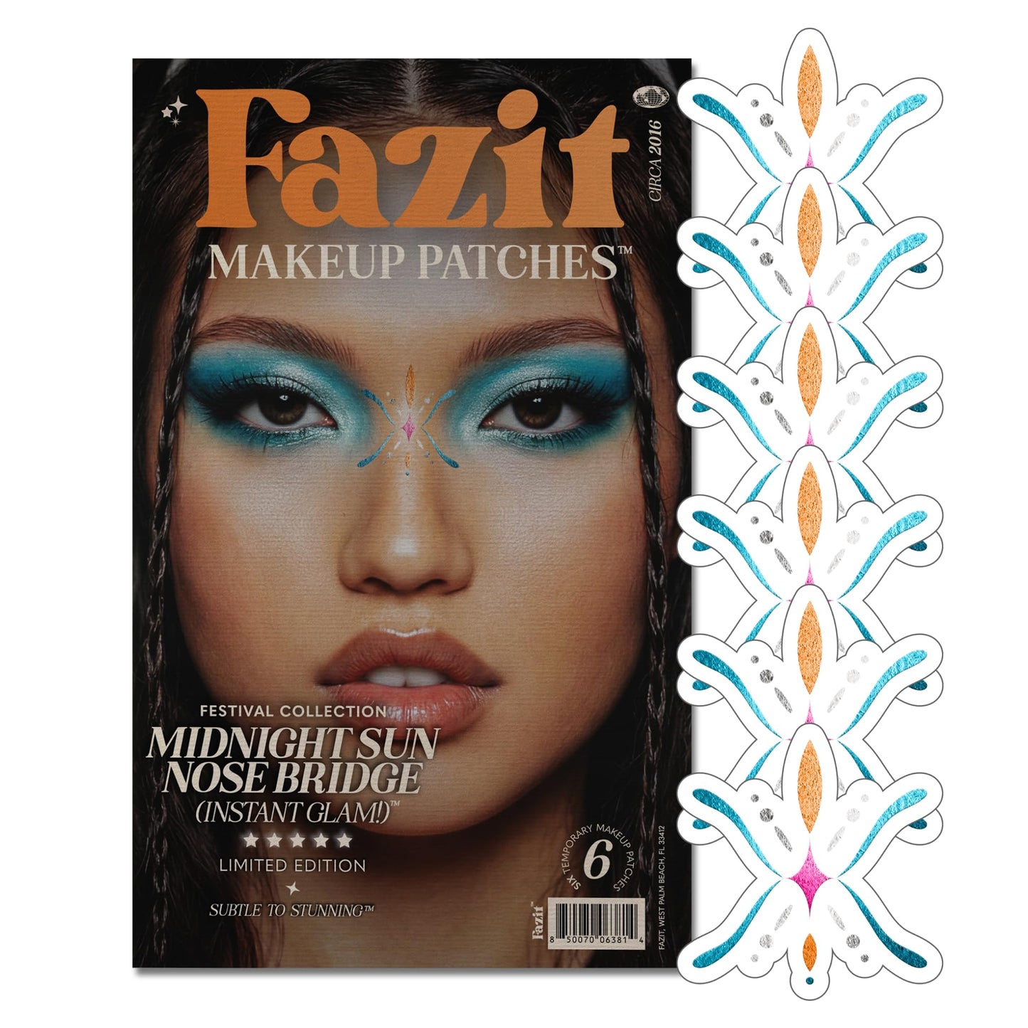 Fazit Makeup Patches - Midnight Sun Nose Bridge - Glow Up Make-Up Patches - Cute Glitter Makeup Accessories for Women - Cosmetic Glitter for Face