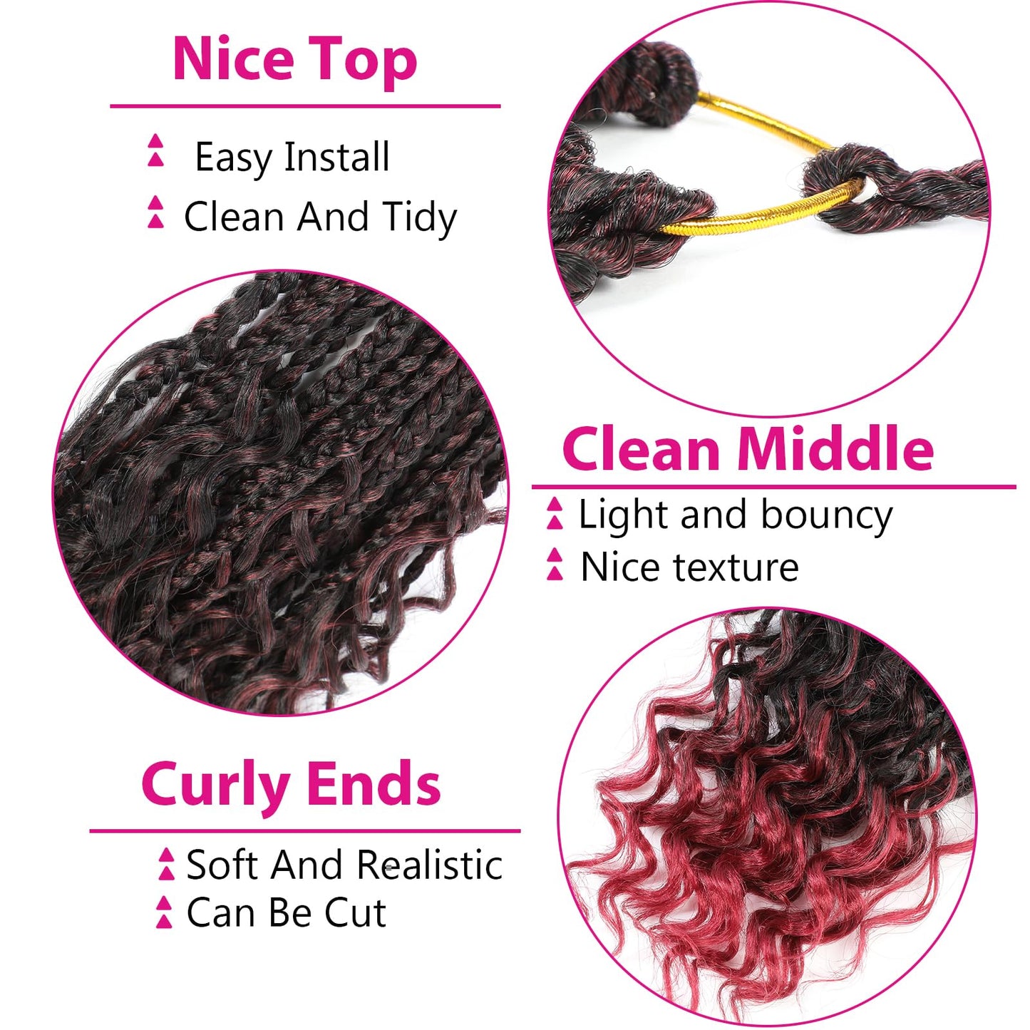 Wodun 14inch Goddess Box Braids Crochet Hair Pre Looped Box-Braids Crochet-Hair with Curly Ends For Black Women Synthetic 3X Bohemian Box Braiding