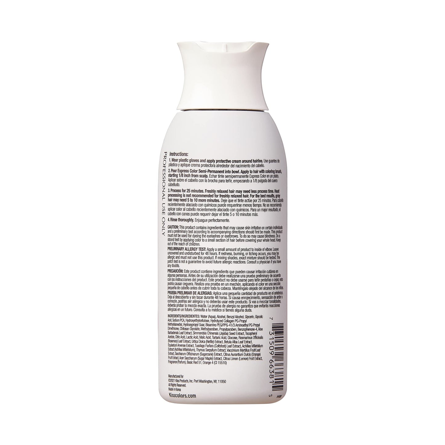 Kiss Express Semi-Permanent Hair Color - Vivid, Highly Pigmented Dye for Vibrant Hair, Gentle Formula, Gray Coverage, pH Balanced, 23 Intermixable