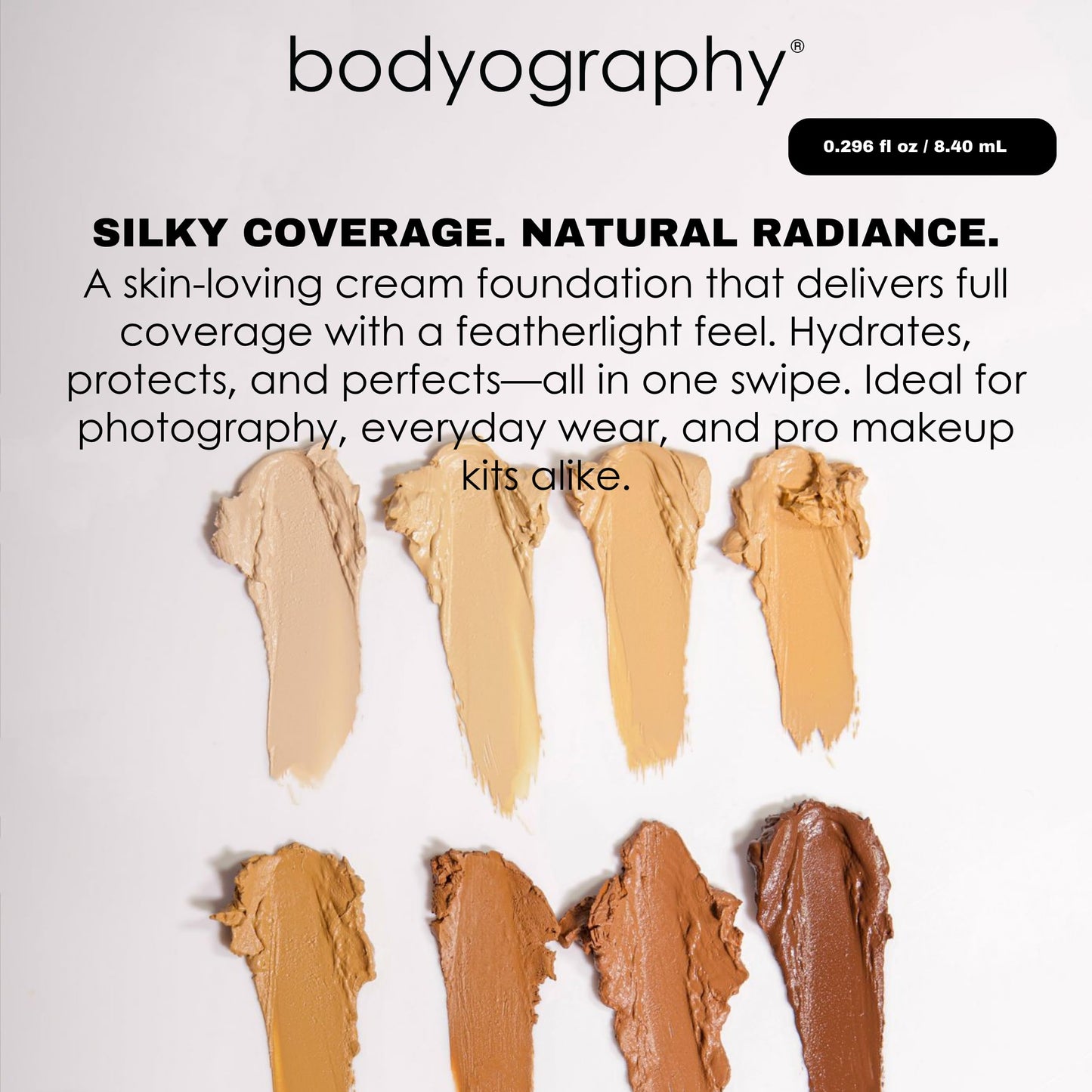 Bodyography Silk Cream Foundation - Deep | Hydrating, Weightless Liquid Cream Foundation with Hyaluronic Acid & African Rooibos Tea | Medium-to-Full
