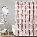 Lush Decor 1 Lace Ruffle Shower Curtain, 72" x 72", Blush, 72" W x 72" L