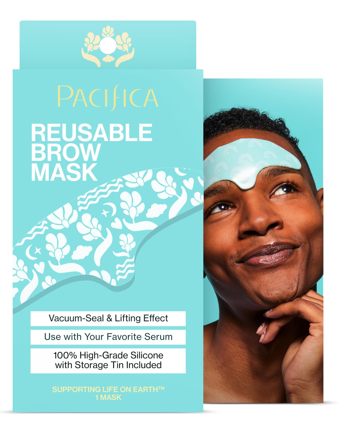 Pacifica Reusable Brow Mask - 100% Silicone Forehead Wrinkle Patch for Brow Lift, Reusable Anti-Wrinkle Pad Smooths Frown Lines, Vegan