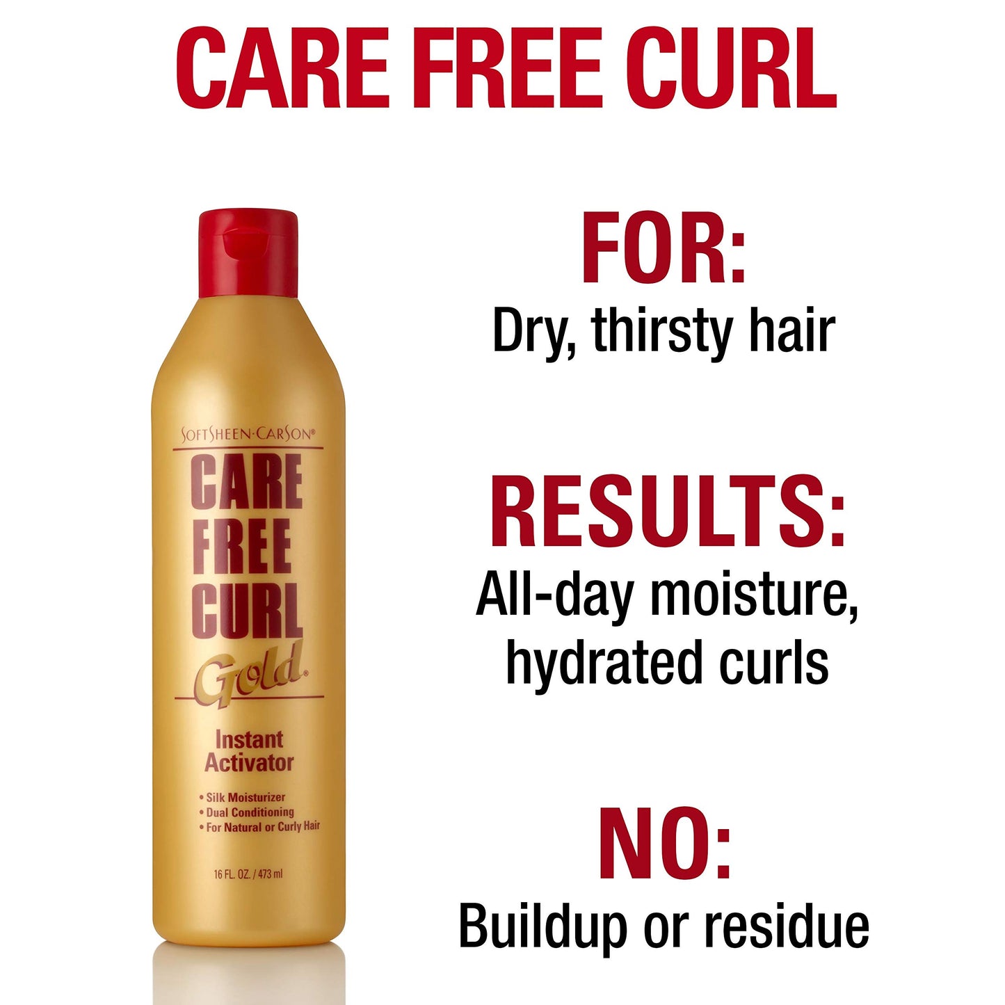 SoftSheen-Carson Care Free Curl Gold Instant Activator, for Natural and Curly Hair, Softens and Hydrates, Moisturizes Hair and Great for Easy Combing, 16 fl oz