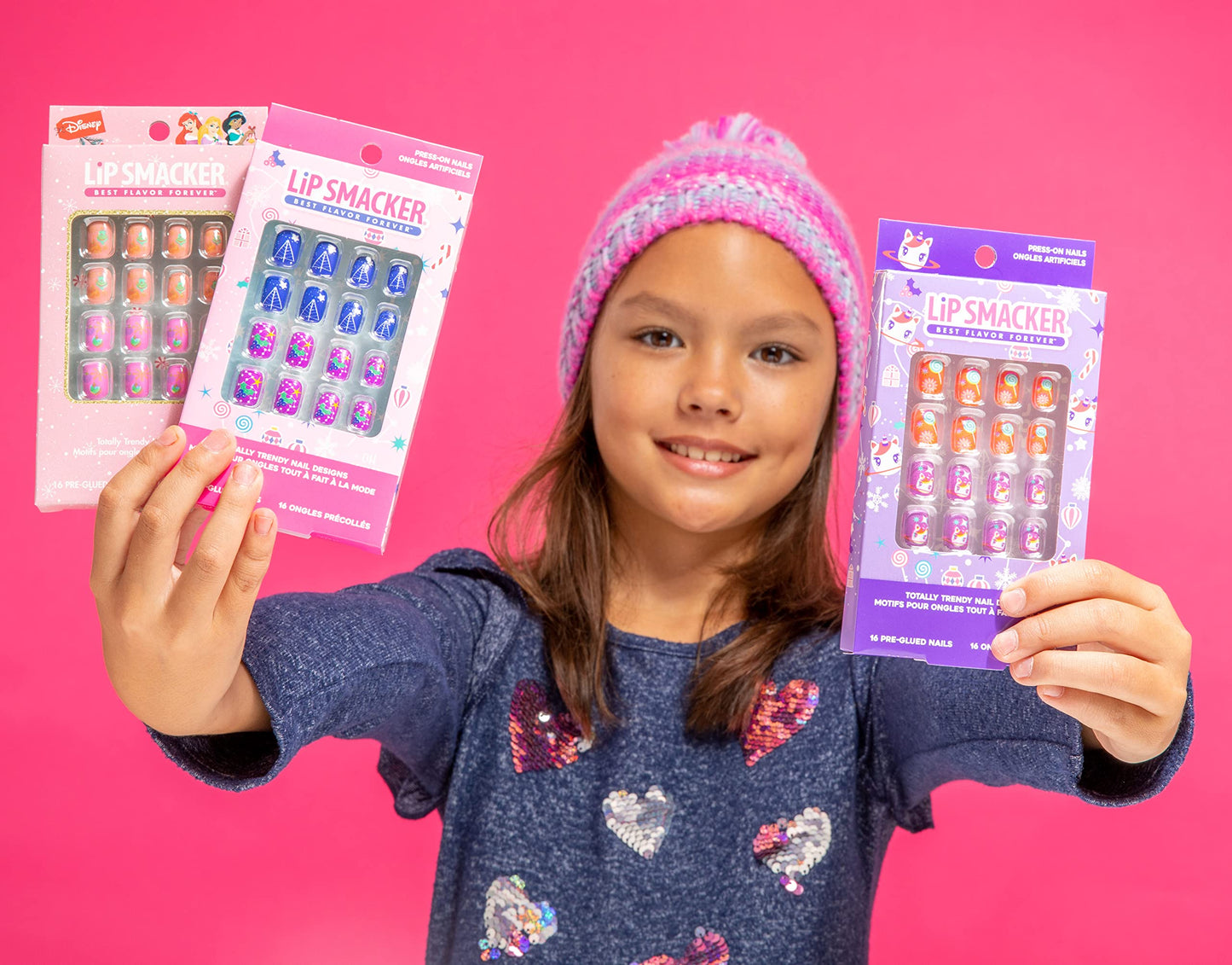 Lip Smacker Original & Best Holiday Press On Nails Stocking Christmas Gifts For Girls Kids