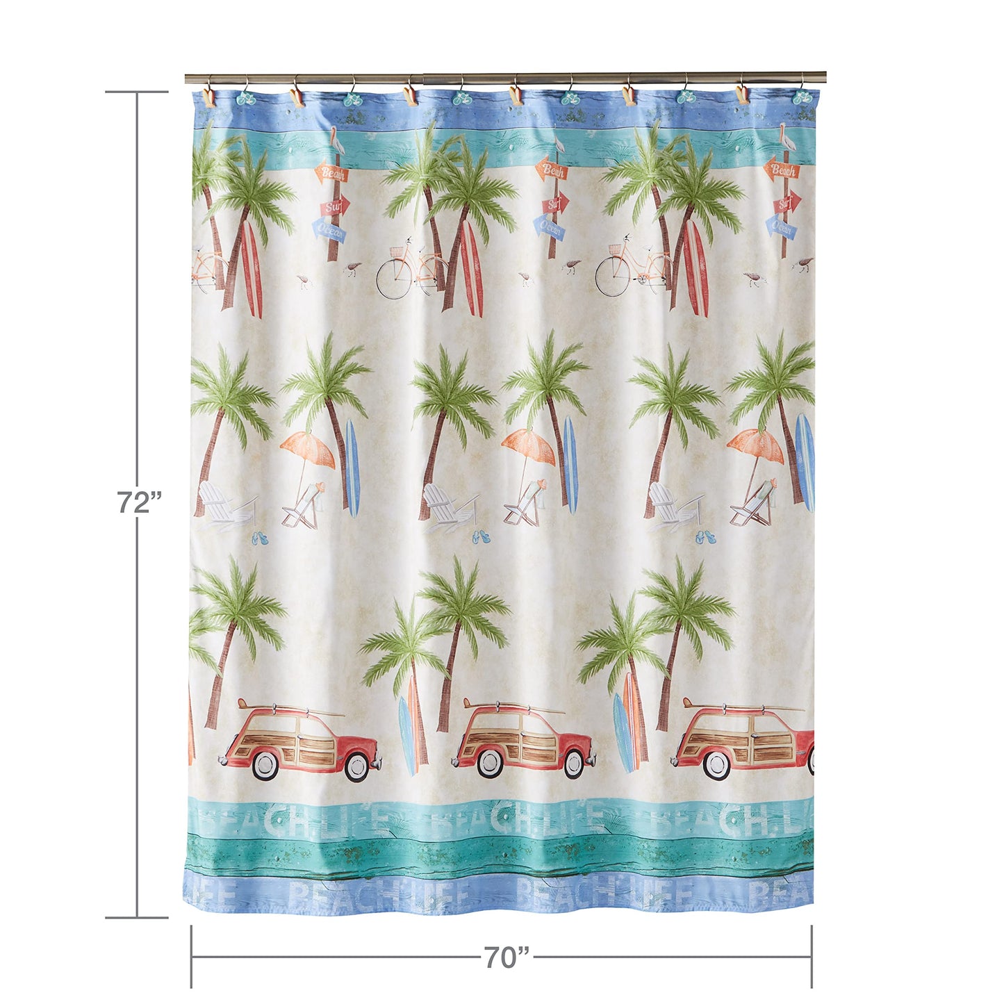 SKL Home by Saturday Knight Ltd. Paradise Beach Fabric Shower Curtain, Multicolored 70"x72"