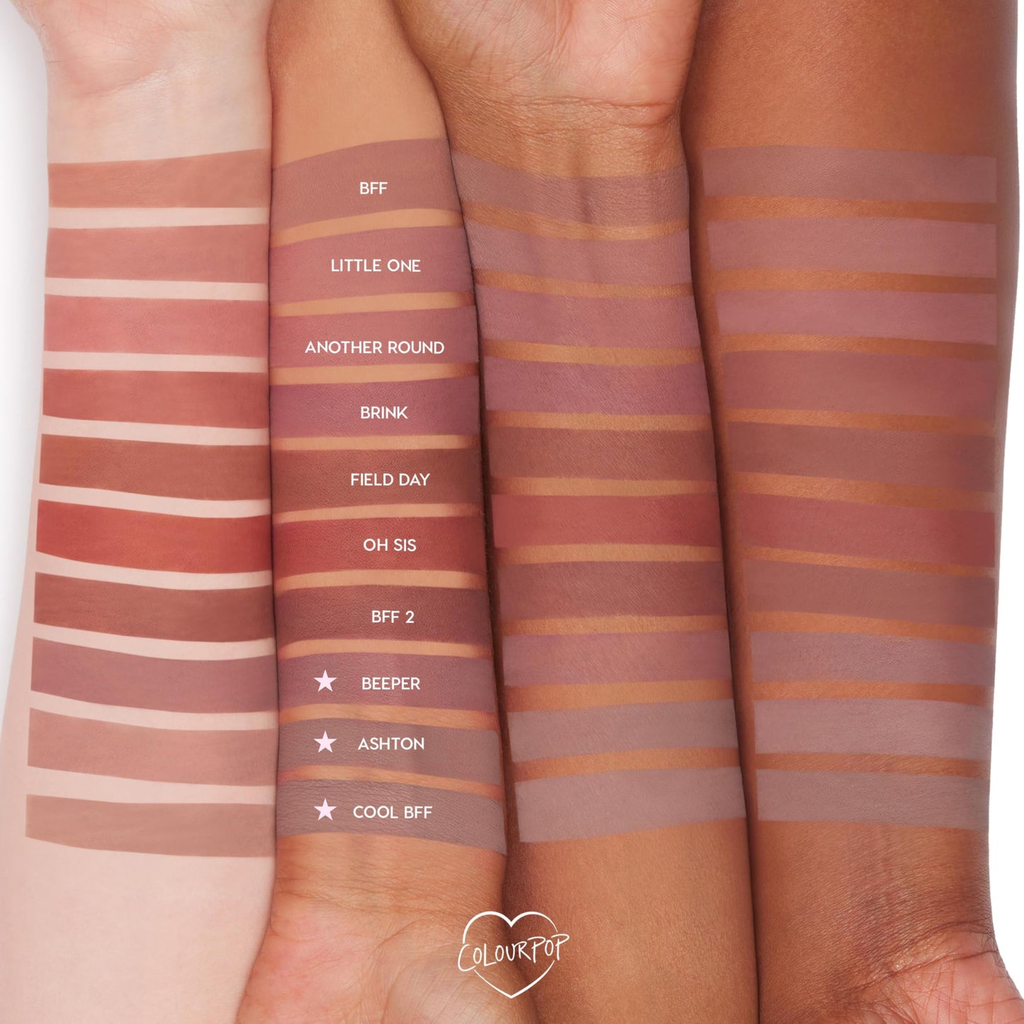 ColourPop Cool Group Chat Lippie Lip Pencil Kit - High-Pigment, Long-Lasting & Sharpenable Lip Liner with High-Impact Color - Includes Shades Ashton