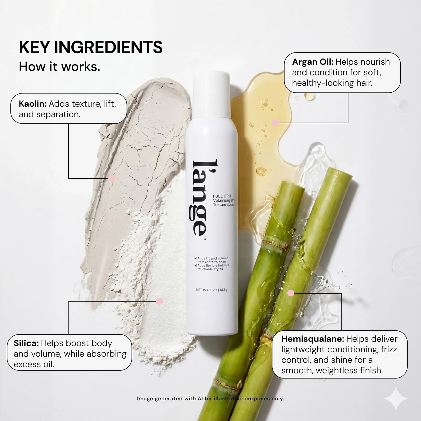 L'ANGE HAIR Full Grit Volumizing Dry Texture Spray for Hair - Root Lift Spray with Flexible Touchable Hold & Airy Grip, Touchable Lightweight Volume