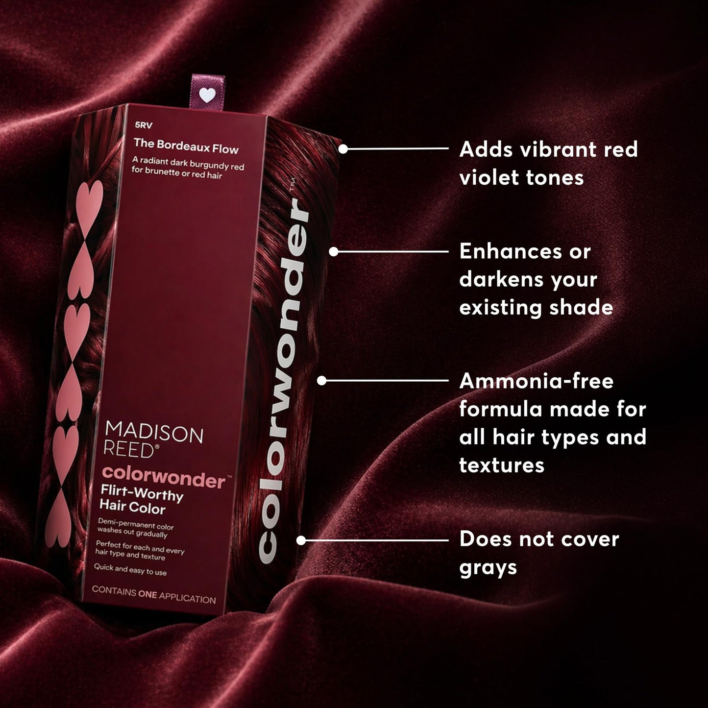 Madison Reed ColorWonder Demi-Permanent Hair Color Kit - 5RV Dark Burgundy Red (The Bordeaux Flow) | Rich Jewel Tone, Lasts 25 Washes, Ammonia-Free