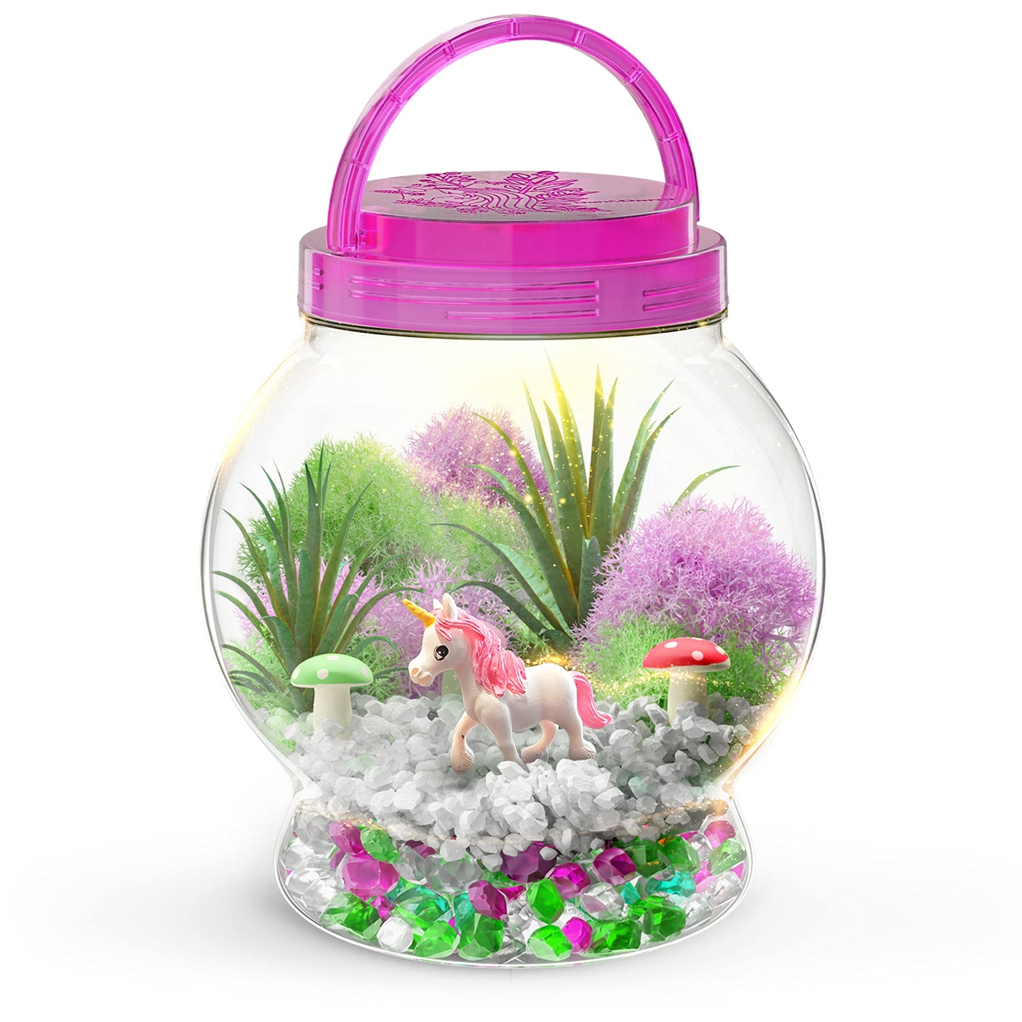 Dan&Darci Light-Up Unicorn Terrarium Kit for Kids – Magical DIY Unicorn Craft Set with Light-Up Jar – Arts & Crafts Gift for Girls & Boys Ages 4-12, Fun Birthday Present & Activity Kit