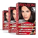 Revlon ColorSilk with Bond Repair Complex, Black Permanent Hair Color, 100% Gray Coverage, Ammonia Free Hair Dye, Vegan Keratin, 20 Brown Black (Pack