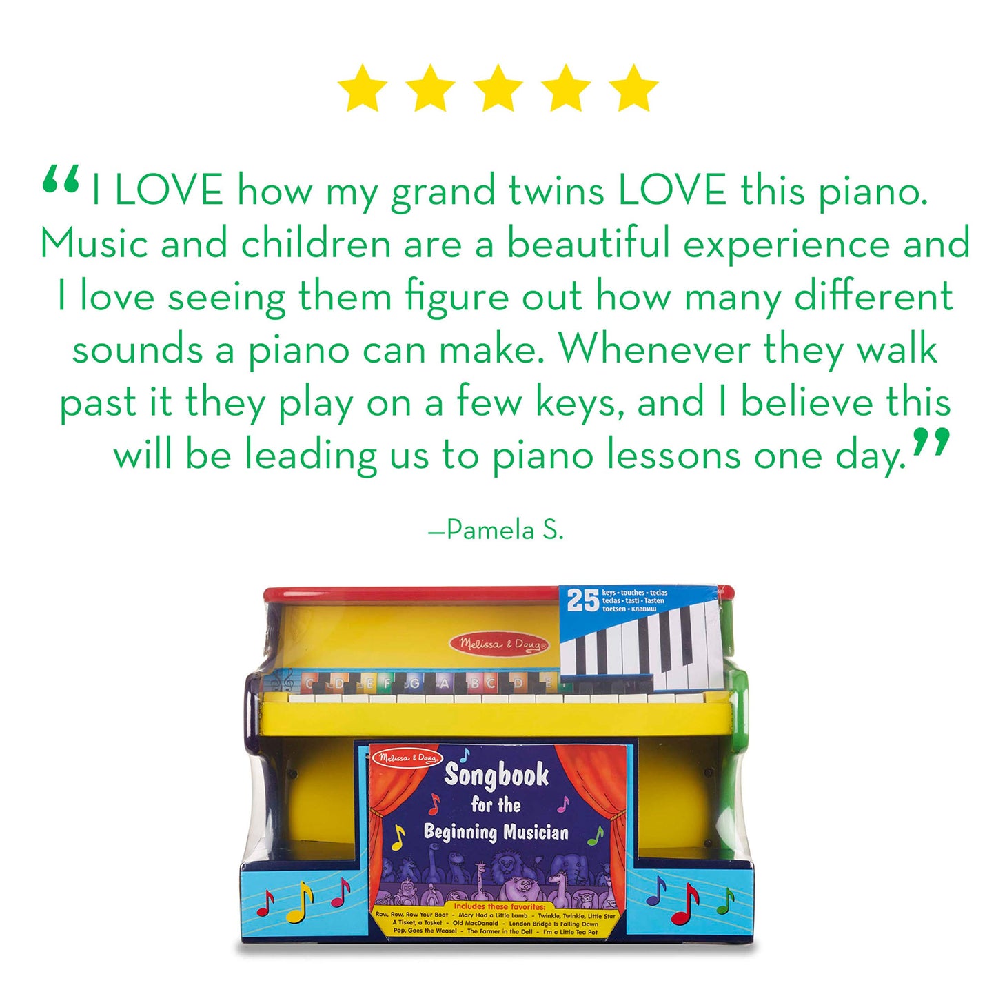 Melissa & Doug Learn-to-Play Piano with 25 Keys and Color-Coded Songbook Toy Piano Kids, Toddler Toys for Ages 3+