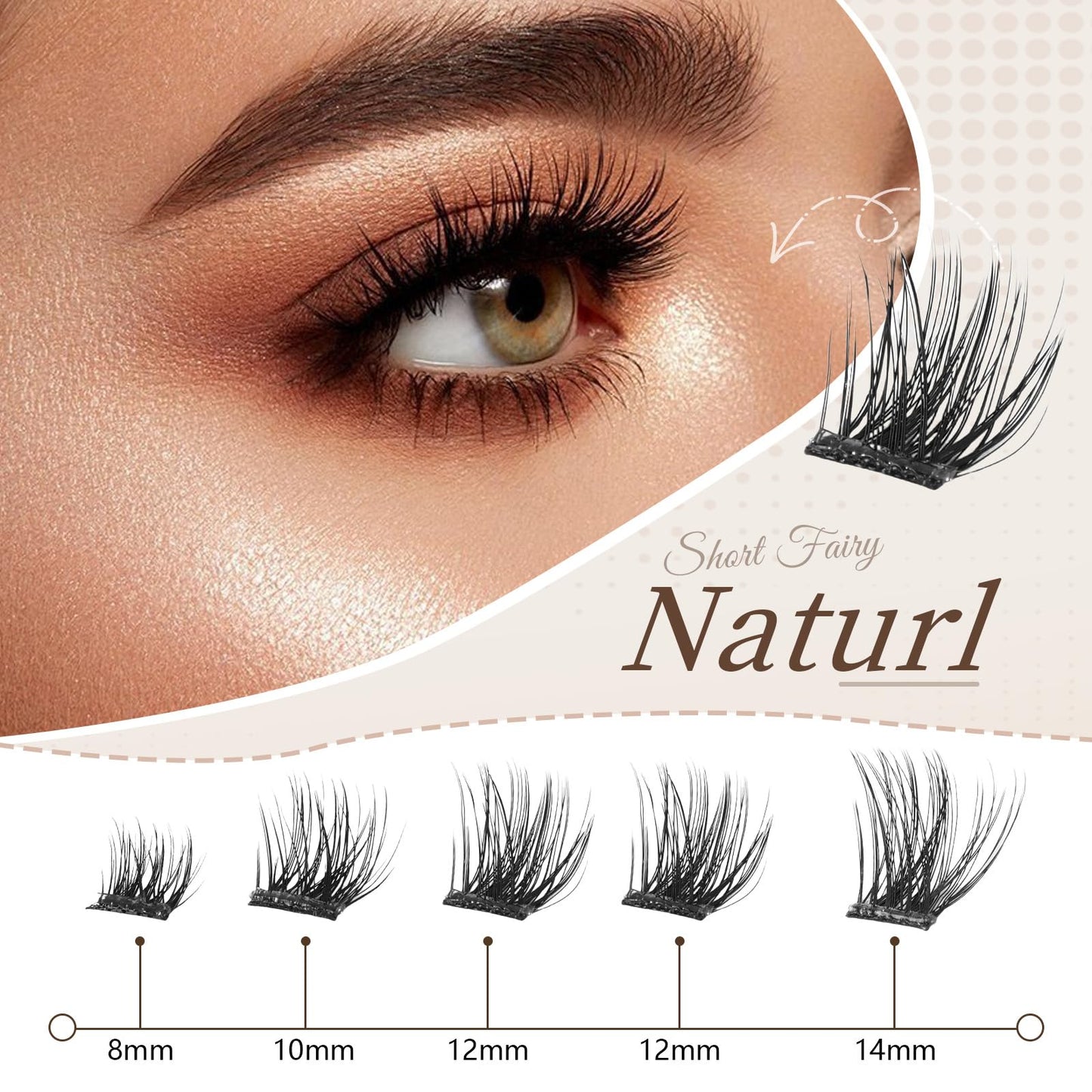 Glue-Free Wispy Lash Clusters Kit, 100 Pcs Individual Eyelash Clusters (8-14mmC Curl)- DIY Lash Extension Kit with Eyelashes Tweezers, Natural Fluffy Beauty and Personal Care CoFier
