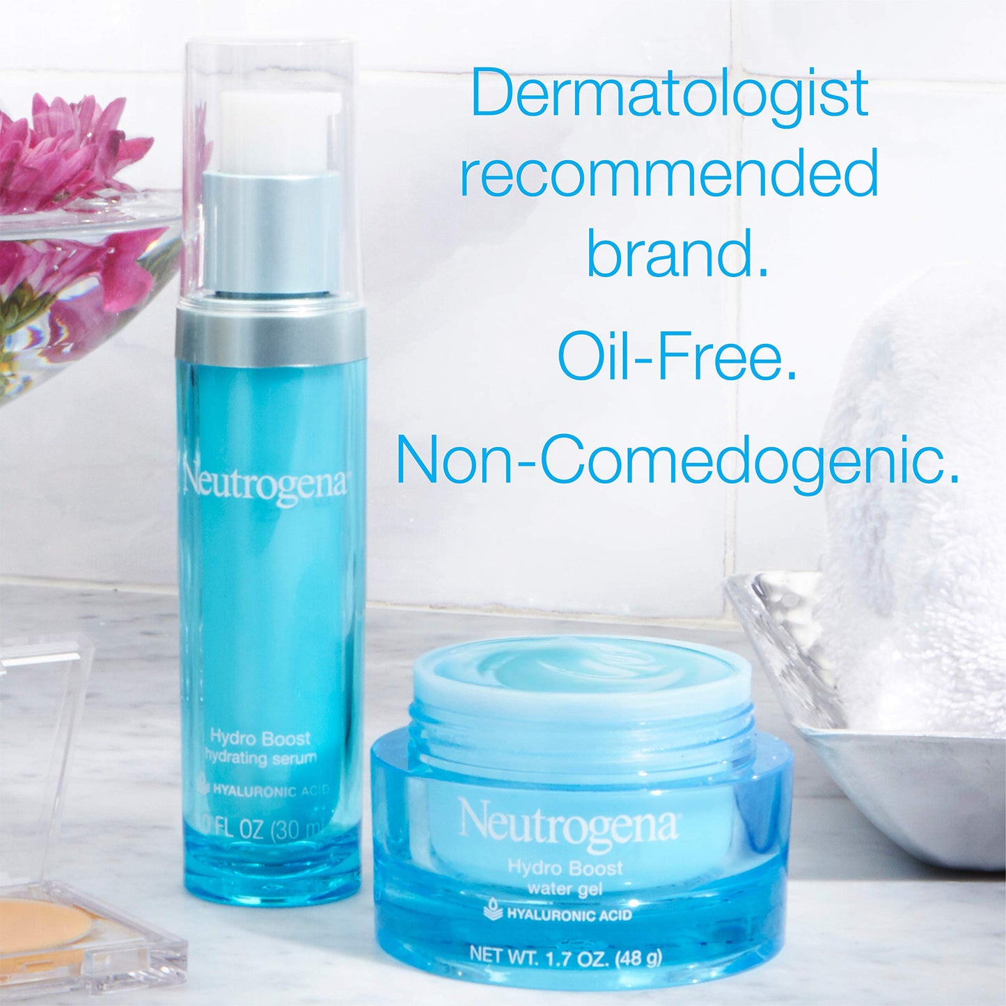 Neutrogena Hydro Boost Hydrating Hyaluronic Acid Serum, Oil-Free and Non-Comedogenic Face Serum Formula for Glowing Complexion, Oil-Free