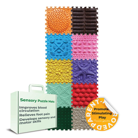 ORTO NATURE Massage Puzzle Floor Mats – Orthopedic Sensory Play Mat for Kids, Interlocking Tiles, Children’s Game Mat Set (Morning Miracle)