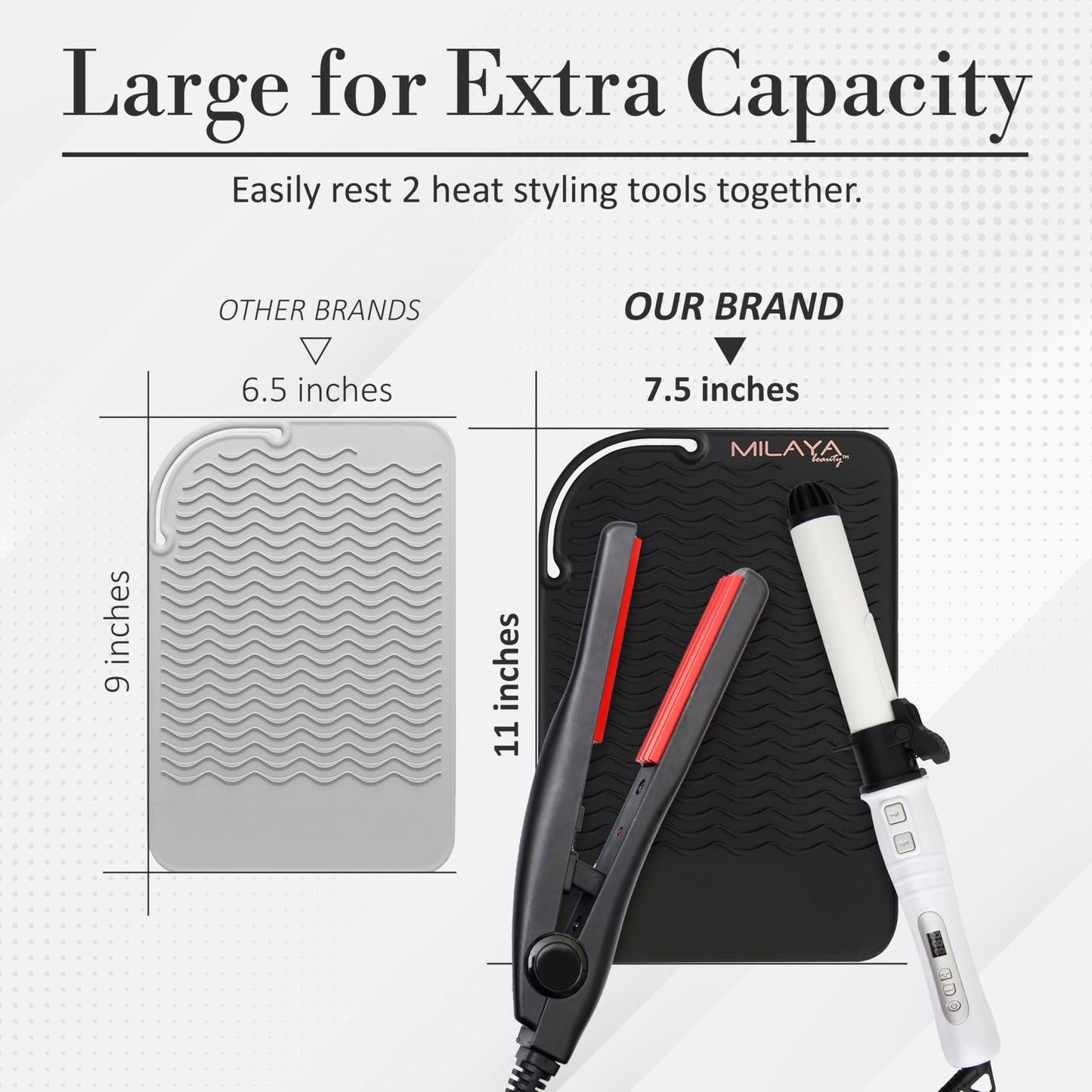 Milaya Beauty Vanity Accessories Heat Resistant Mat - Silicone Flat Iron & Curling Iron Holder, Non-Slip Vanity Mat & Hot Tool Mat for Home, Salon, or