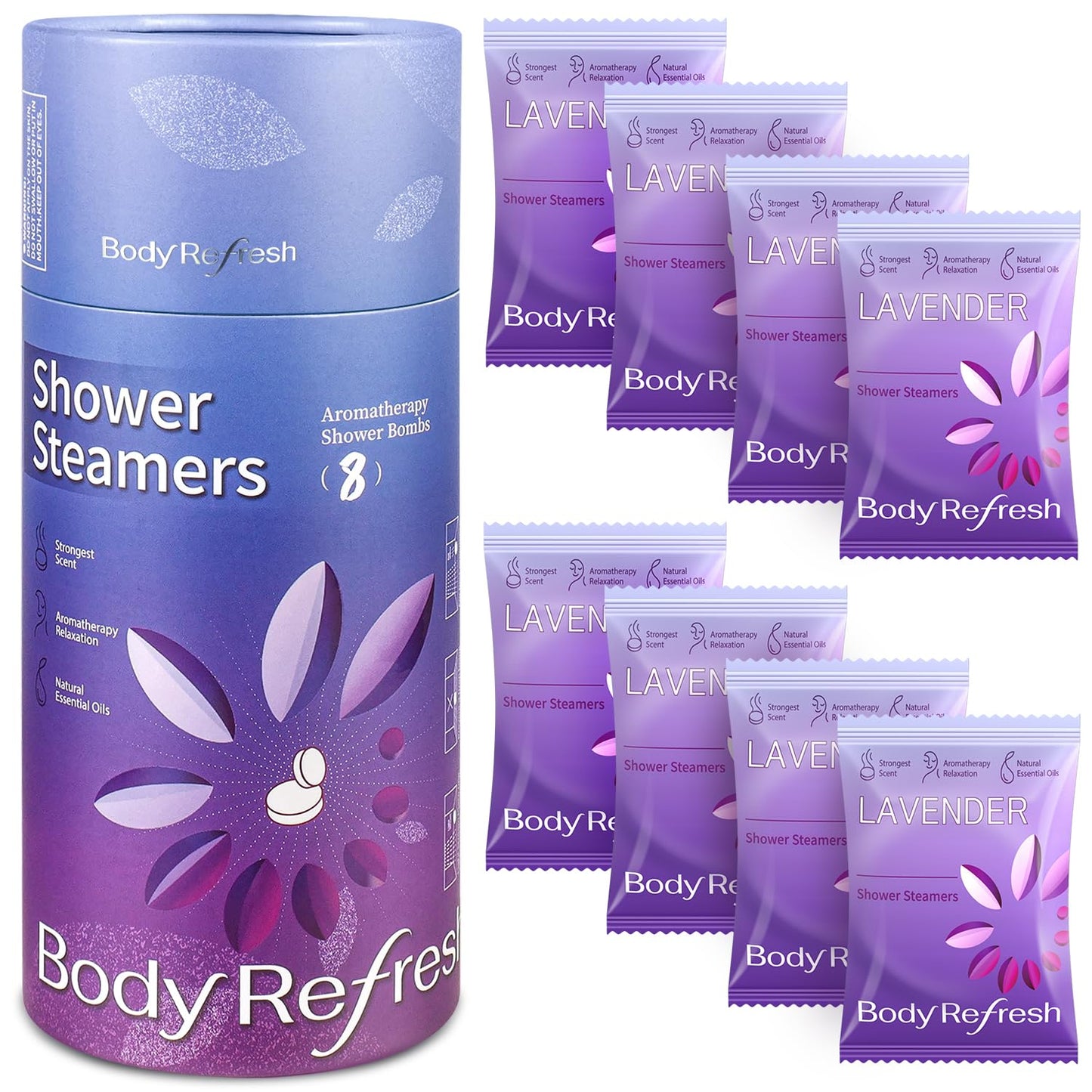 BodyRefresh Lavender Shower Steamers Aromatherapy 8 Pack - Birthday Gifts for Women Mom Wife, Shower Bombs with Essentials Oil for Home Spa Relaxation Beauty and Personal Care BodyRefresh Default Title