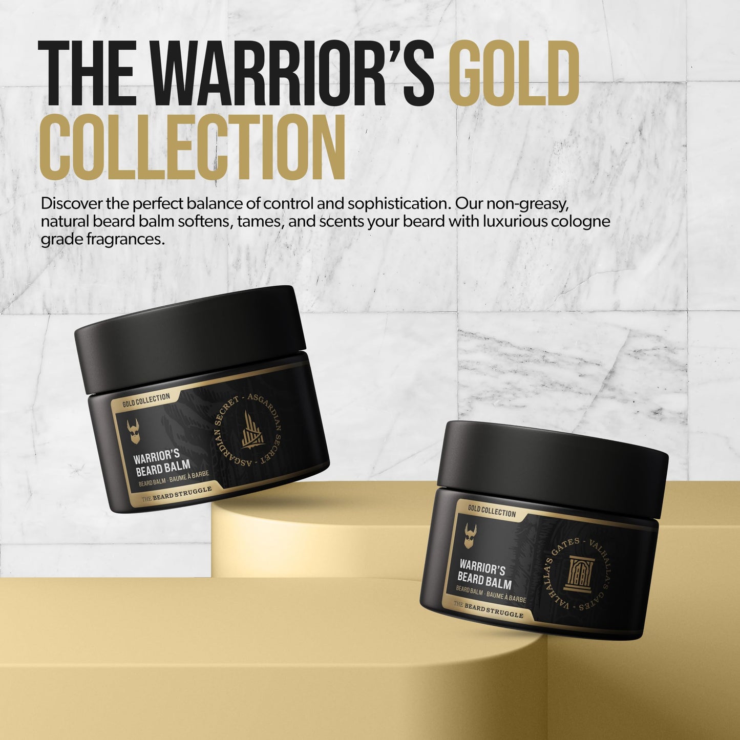 The Beard Struggle Warrior’s Beard Balm - Gold Collection, Valhalla's Gates - Non-Greasy Low-Hold Formula, Luxurious Cologne-Grade Fragrances 100% Beauty and Personal Care The Beard Struggle