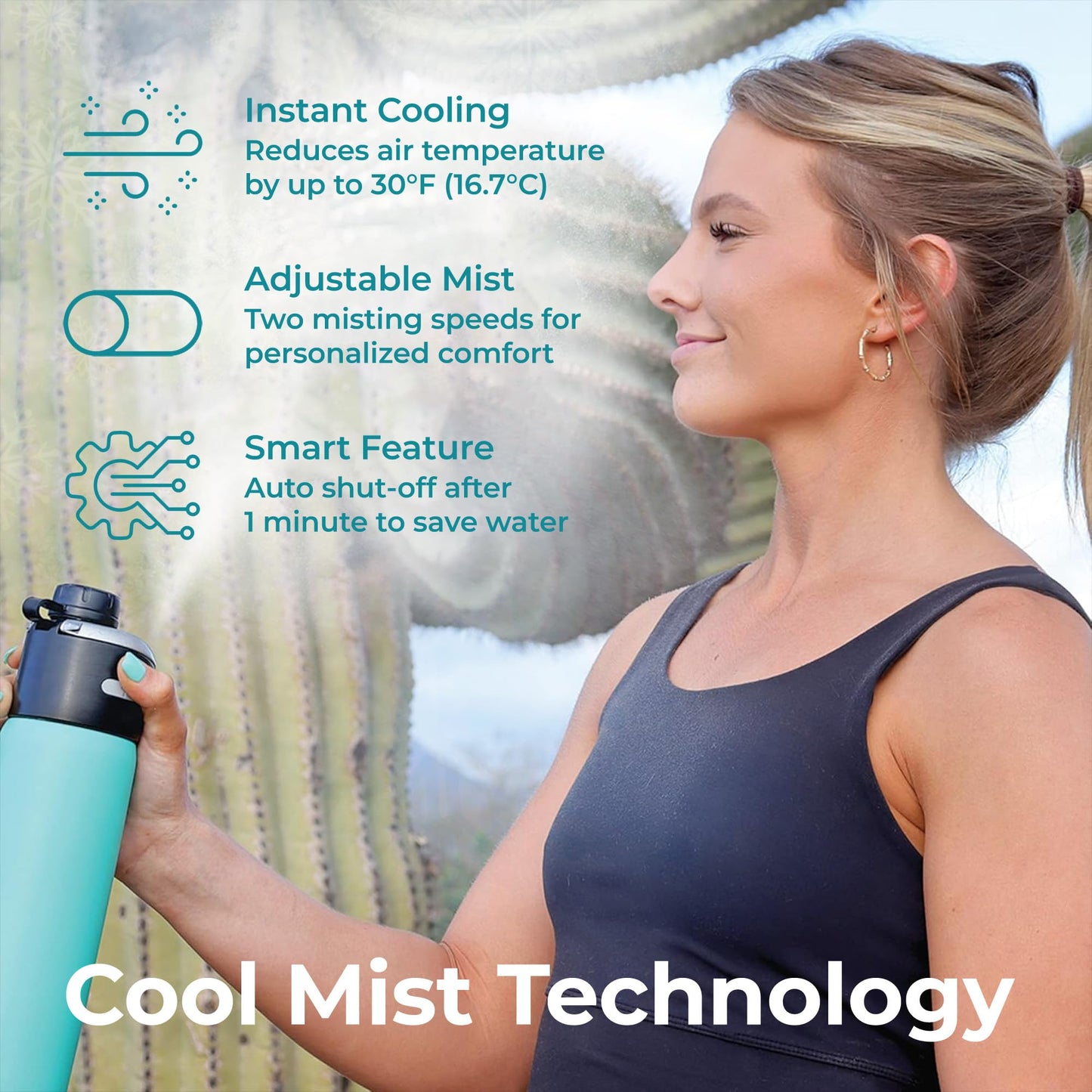Extreme MIST - GoMist Misting & Drinking Bottle - Personal Mister - Cooling Water Bottle w/Easy-Drink Spout - Stainless-Steel Double Wall Insulated…