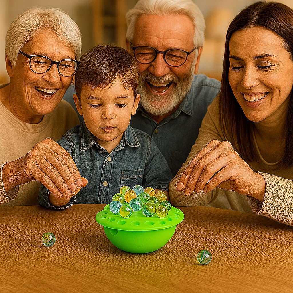 Trozihn Wobble Ball Marble Balance Game – Fun Family & Party Game with 60 Marbles, Gift for Kids & Adults Ages 8+, 1–4 Players