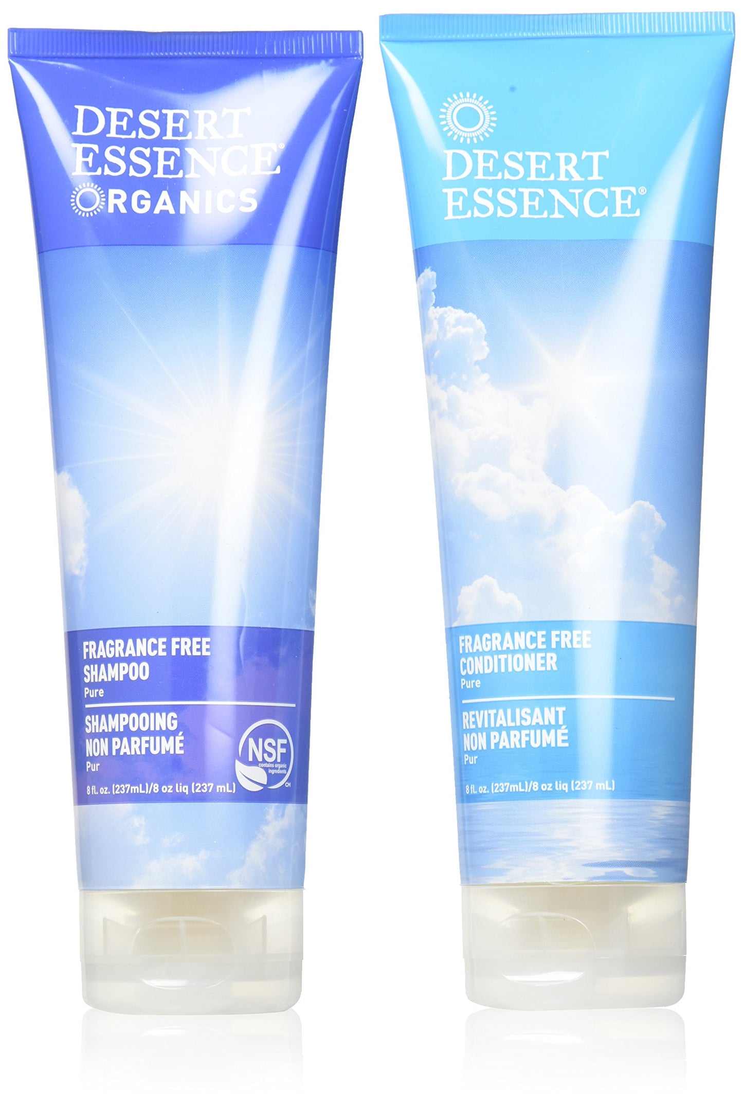 Desert Essence Fragrance Free Shampoo & Conditioner Bundle - 8 Fl Ounce - Pure - Vitamin B5 - Green Tea - Softer, Shinier & More Manageable - Aloe