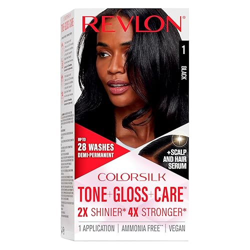 Revlon ColorSilk Tone + Gloss + Care Demi Permanent Hair Color, Dye Kit with Leave-In Scalp and Haircare Serum, 2x Shinier, 4x Stronger, 1 Black, 4.5