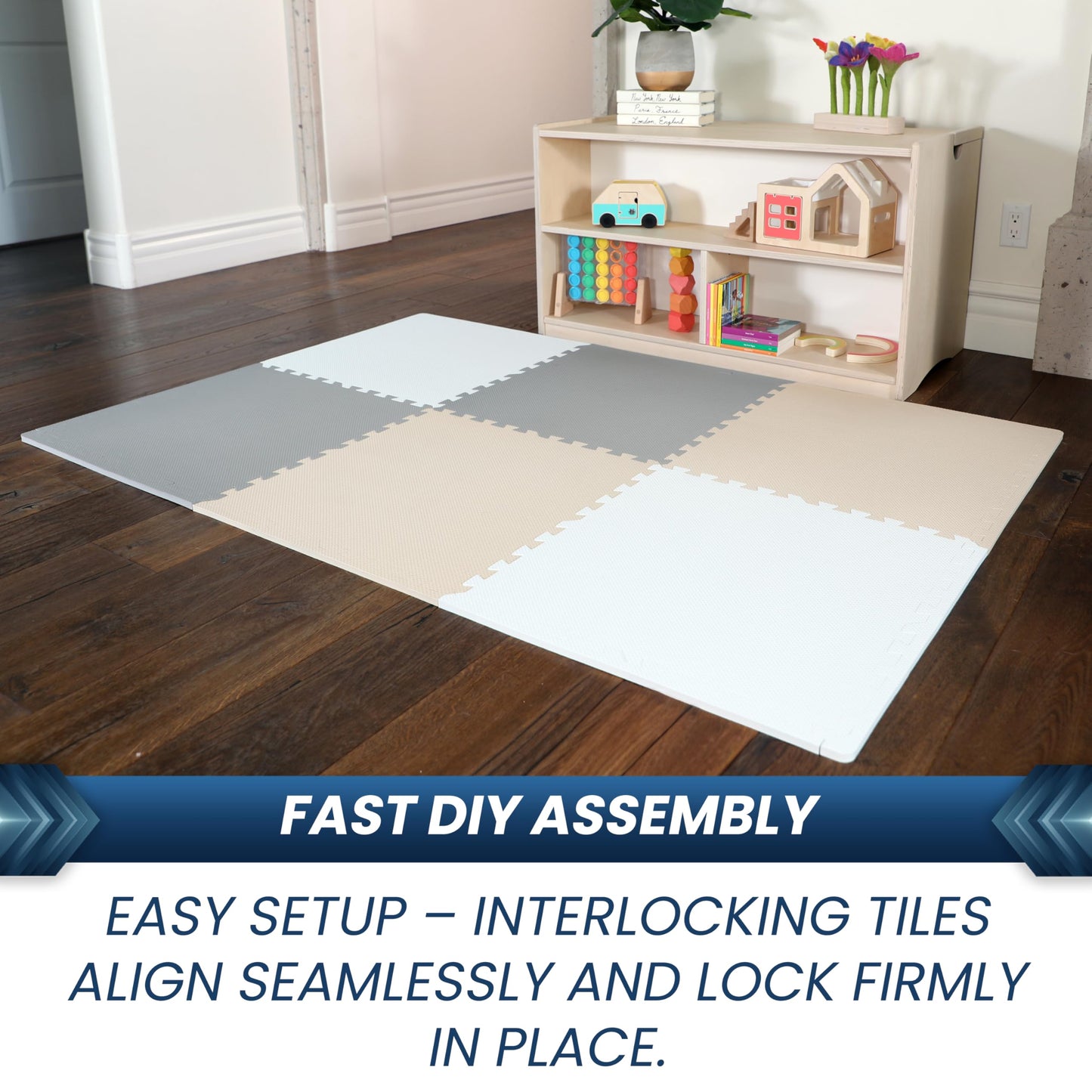 FlooringInc's Rainbow & Natural Harmony Playmat - Kid Safe Foam Floor Tiles with Removable Edges - 2'x2', 1/2" Thick (Earthy, 6 Tile Pack)