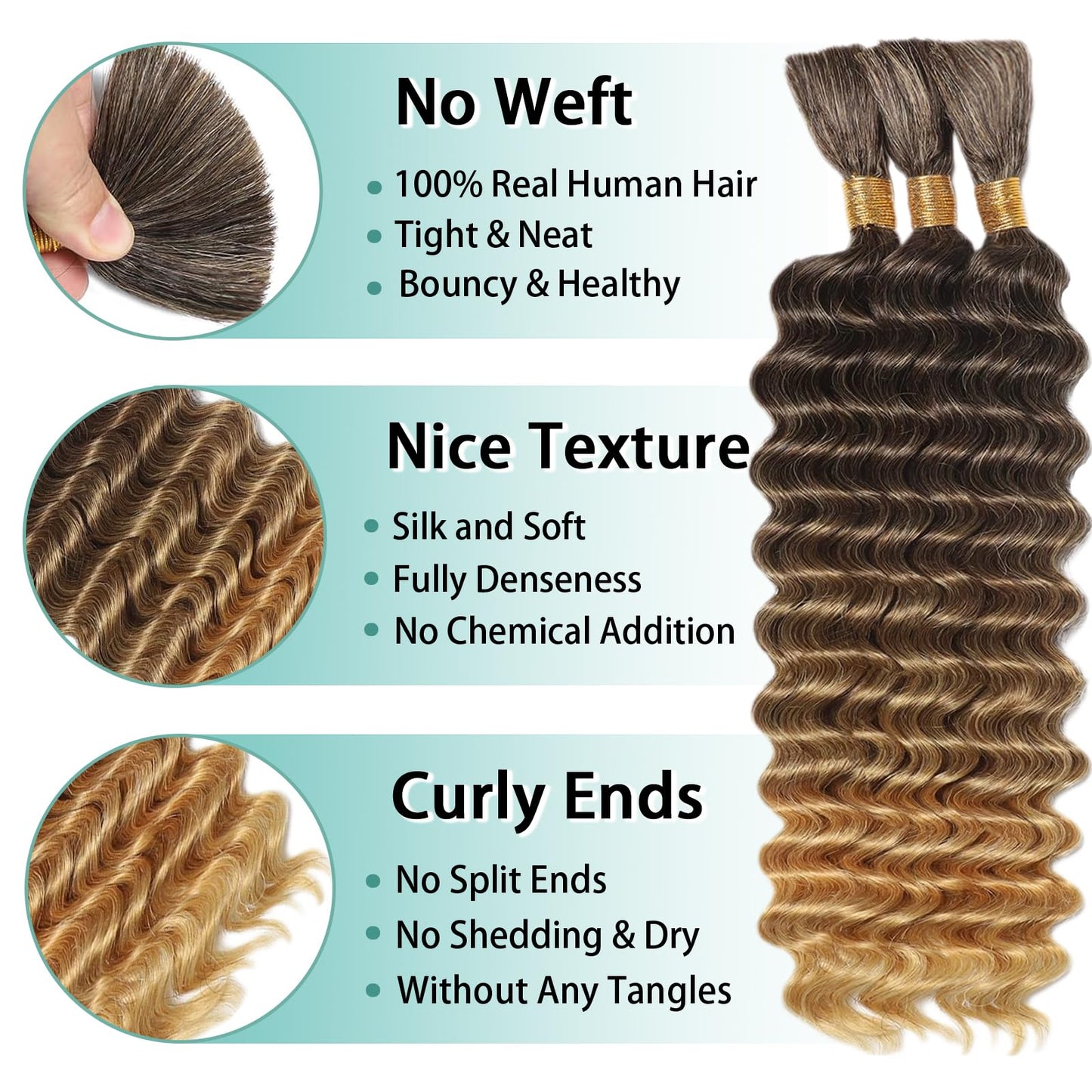 Human Braiding Hair for Boho Braids Human Hair 3 Bundles/Pack 110g 22 Inch Deep Wave Bulk Human Hair for Braiding Curly Knotless 12A Brazilian Virgin Beauty and Personal Care MOTFIN