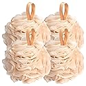 Fishent Loofah Bath Sponge Shower Loofahs, 4 Pack Soft Loofa Exfoliating Body Scrubber Mesh Shower Puff Pouf Ball Luffa for Men and Women(50g/pcs)
