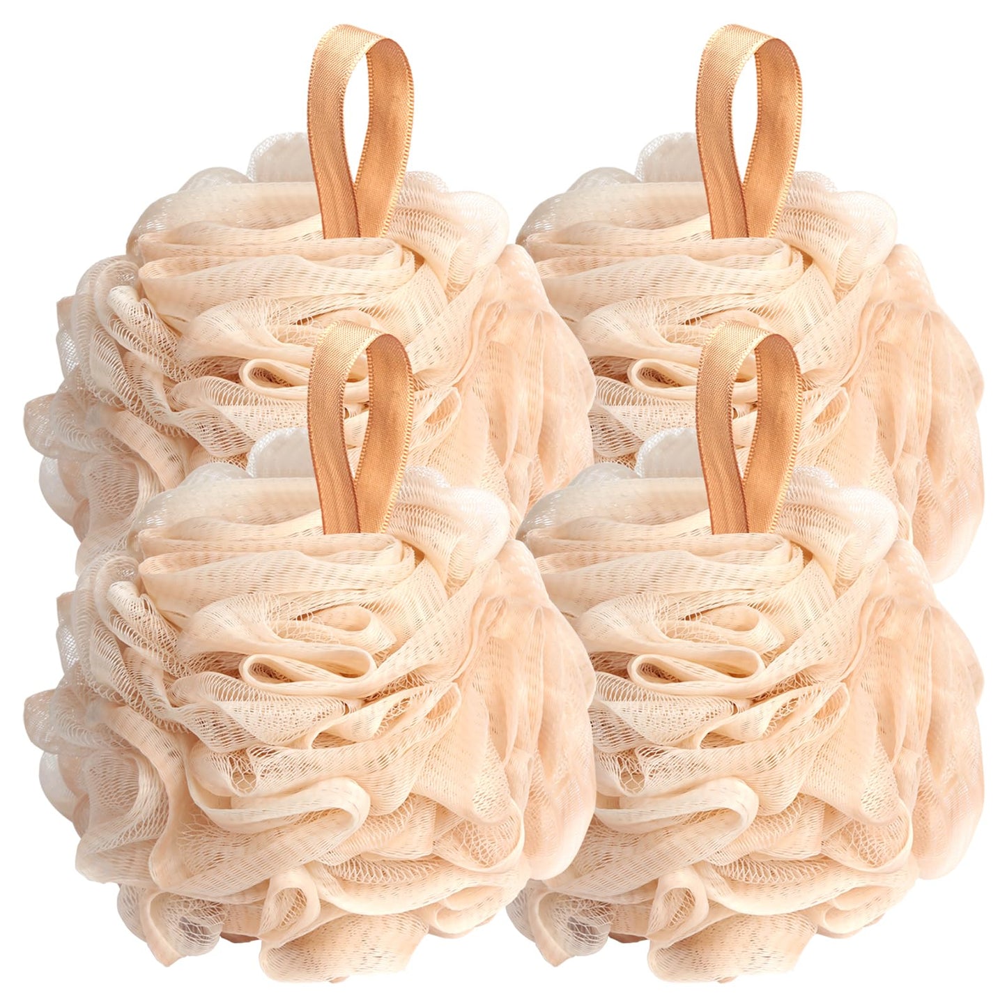 Fishent Loofah Bath Sponge Shower Loofahs, 4 Pack Soft Loofa Exfoliating Body Scrubber Mesh Shower Puff Pouf Ball Luffa for Men and Women(50g/pcs)