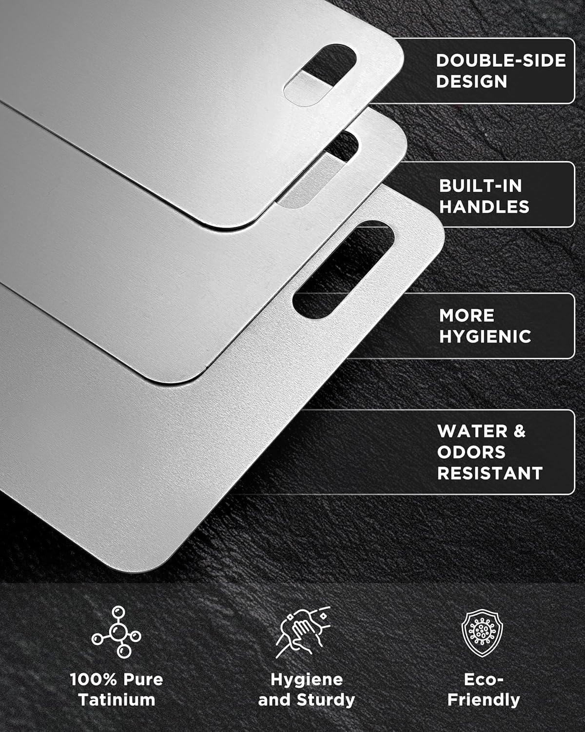 Katuchef Titanium Cutting Board for Kitchen, 100% Pure Titanium Cutting Board Food Grade,Non Toxic chopping board, Dishwasher safe, Easy to Clean…