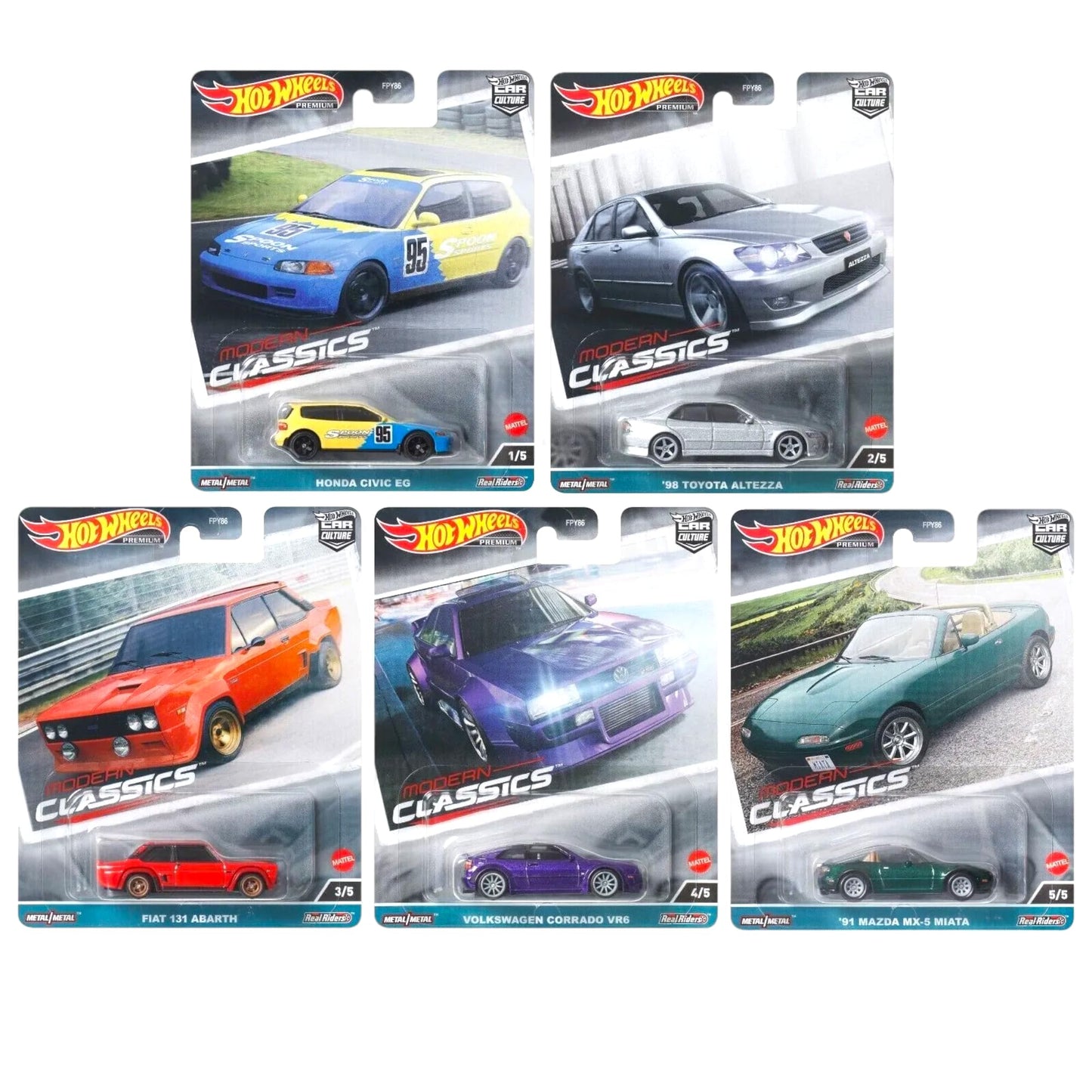 Hot Wheels Car Culture 2023 Modern Classics Complete Set of 5 Diecast Vehicles from FPY86-959E Release Bundle