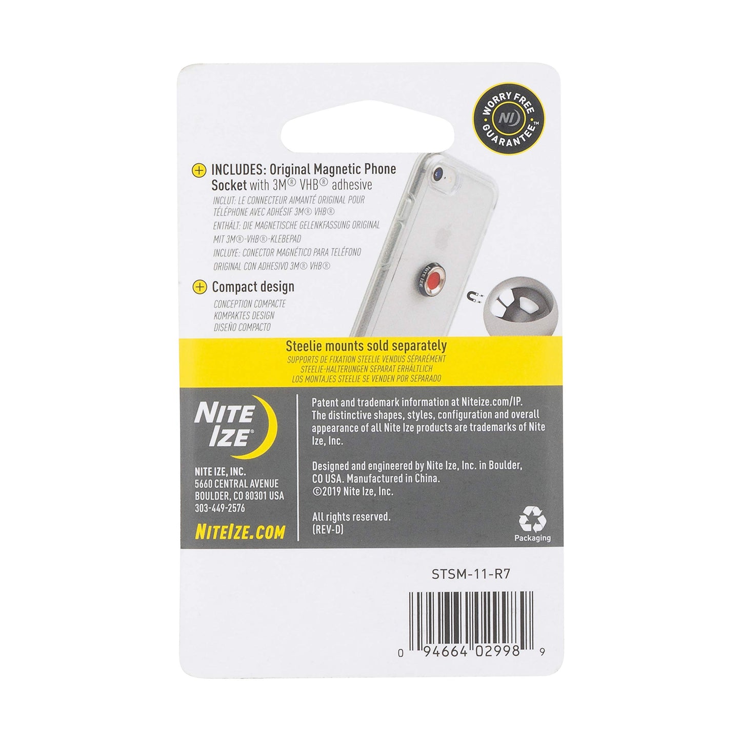 Nite Ize Steelie Magnetic Phone Socket - Additional Magnetic Cell Phone Socket Mount for Steelie Phone Mounting Systems - Simple Adhesive Socket…