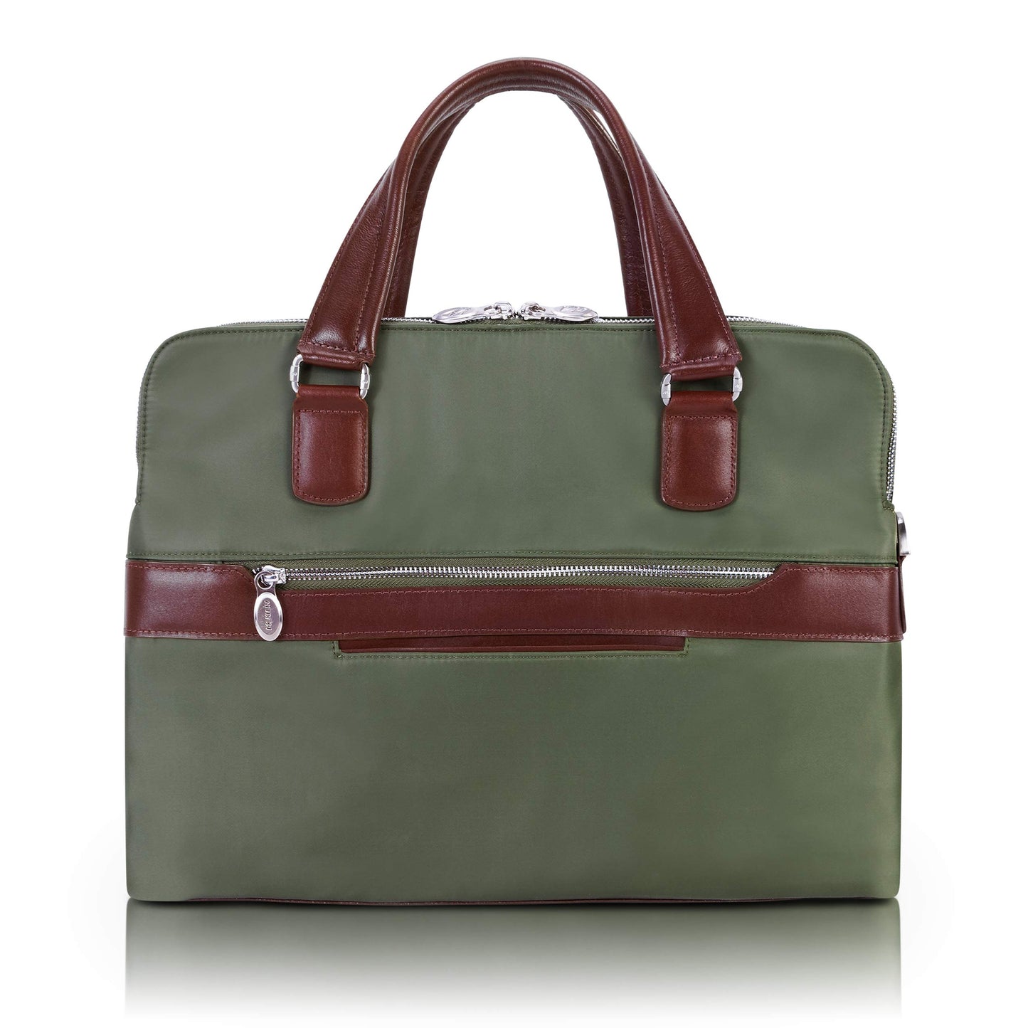 McKleinUSA N Series Hartford Nano Tech-Light Nylon with Leather Trim Nylon Dual Compartment Briefcase Green (18581) One Size