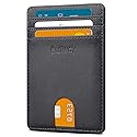 Buffway Mens Slim Wallet, Minimalist Thin Front Pocket Leather Credit Card Holder with RFID Blocking for Work Travel - Boston Black