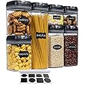 Alphx Innovations Set of 7 Airtight Food Storage Containers - Pantry Organizer Bins, BPA Free Plastic Containers plus Dry Erase Marker and Labels…